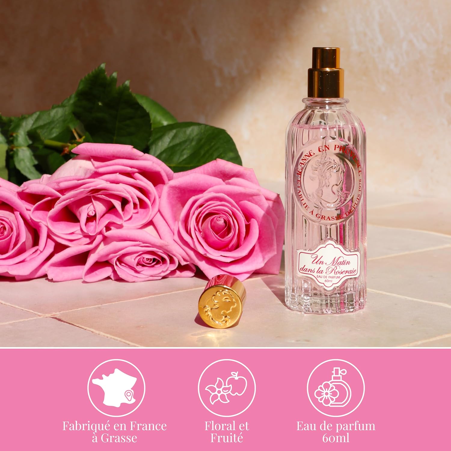 Detalle de Jeanne en Provence Eau de Parfum boisé et floral pour femme « Un matin dans la roseraie » – Picante, flacon 60 ml