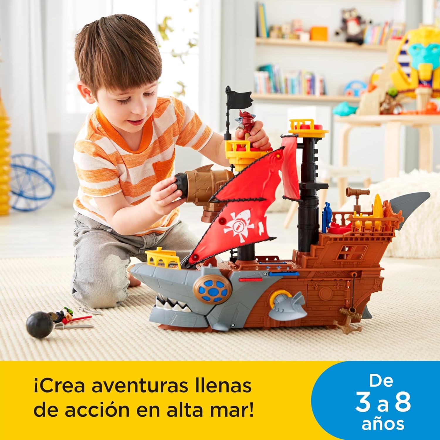 Thumbnail 1 de Fisher-Price Imaginext Barco pirata con tiburón y figuras 🚢