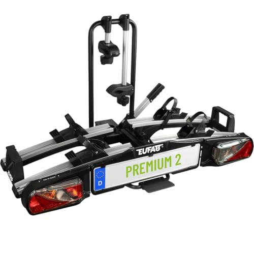 Detalle de EUFAP 11521 Fahrradträger PREMIUM 2 – E‑Bike geeignet, komplett vormontiert, Diebstahlschutz, 2 Fahrräder