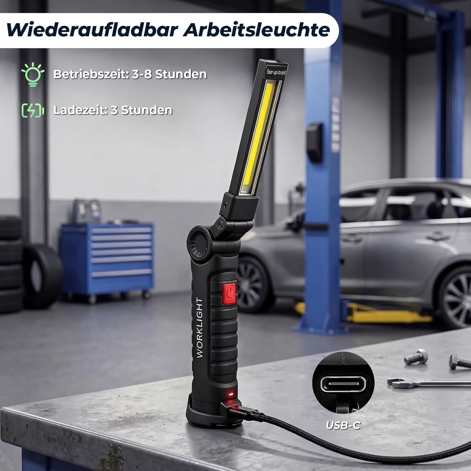 Thumbnail 5 de LED Werkstattlampe 4 Stück – Wiederaufladbar, Magnet & Haken, kompakte Inspektionsleuchte