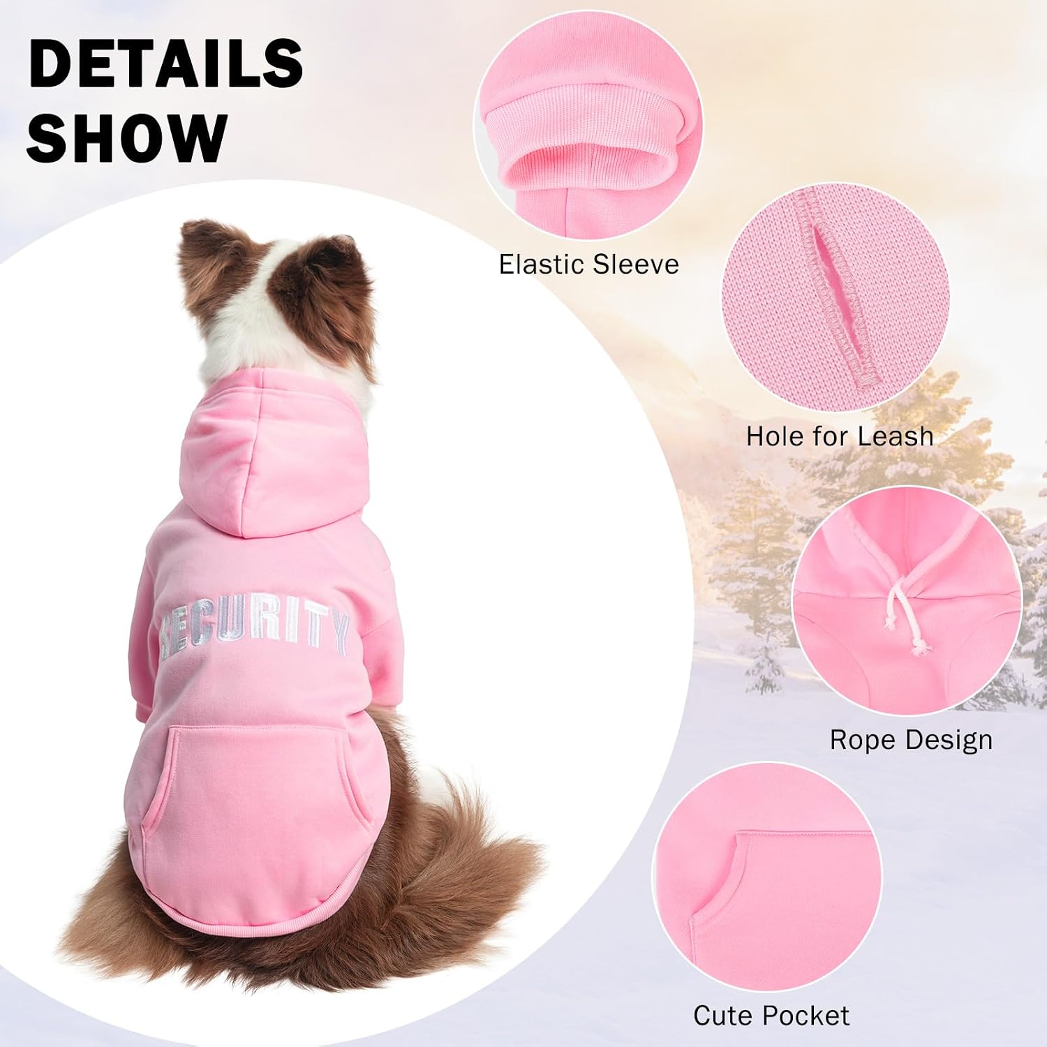 Detalle de SCENEREAL Security Dog Hoodie, Size L, Embroidered Back, Leash Hole and Pocket
