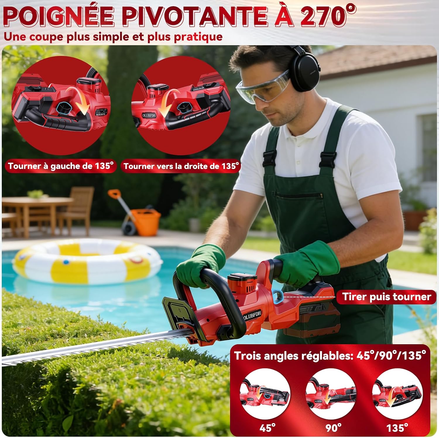 Thumbnail 6 de Olubfdh accuheggenschaar voor Makita 18 V, 52 cm, draaibare kop 270°