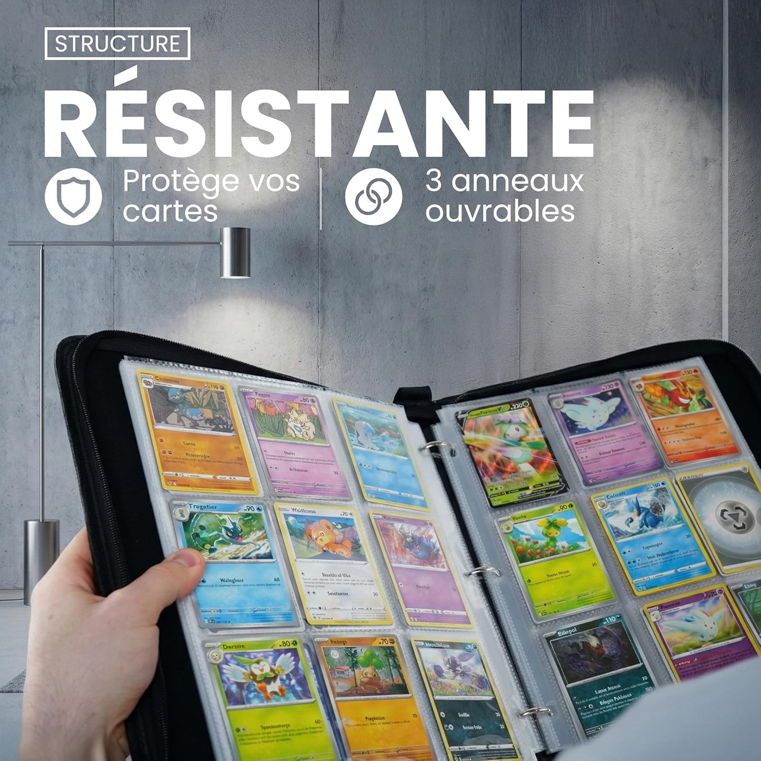 Thumbnail 2 de DISTOCK Classeur cartes Pokémon grand format jusqu’à 900 cartes, 50 feuilles et couverture en cuir imperméable