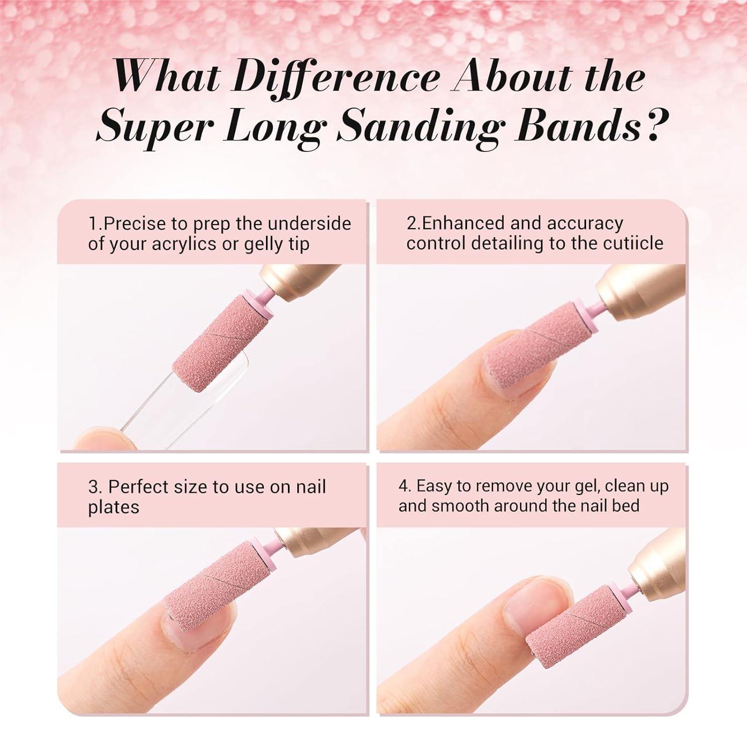 Thumbnail 2 de MelodySusie 120 Stück Schleifhülsen für Nagelfräser (3,1 mm Mandrel) – Rosa, Körnung 80–240