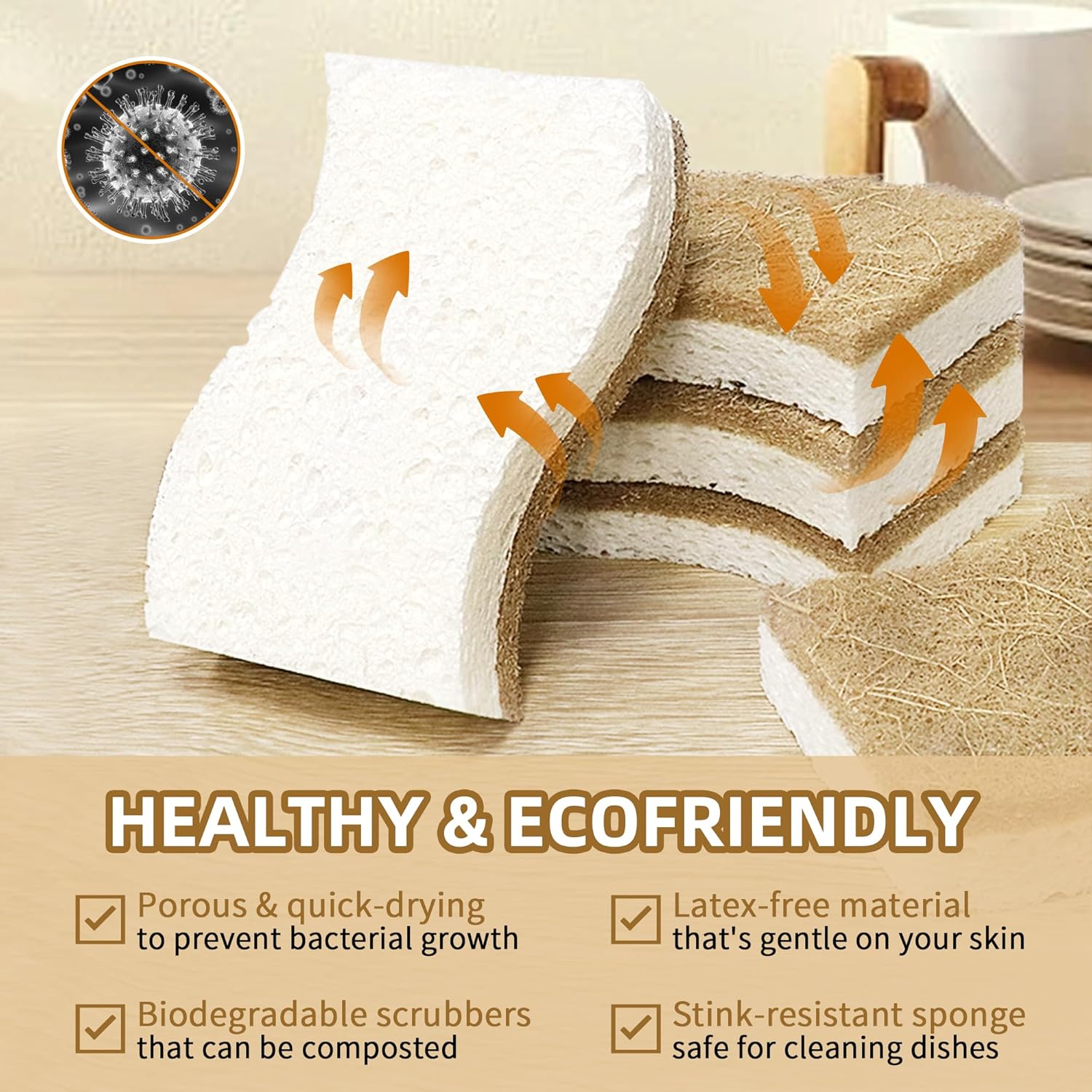 Thumbnail 3 de Natural Kitchen Sponges, Biodegradable & Compostable (12-Pack)