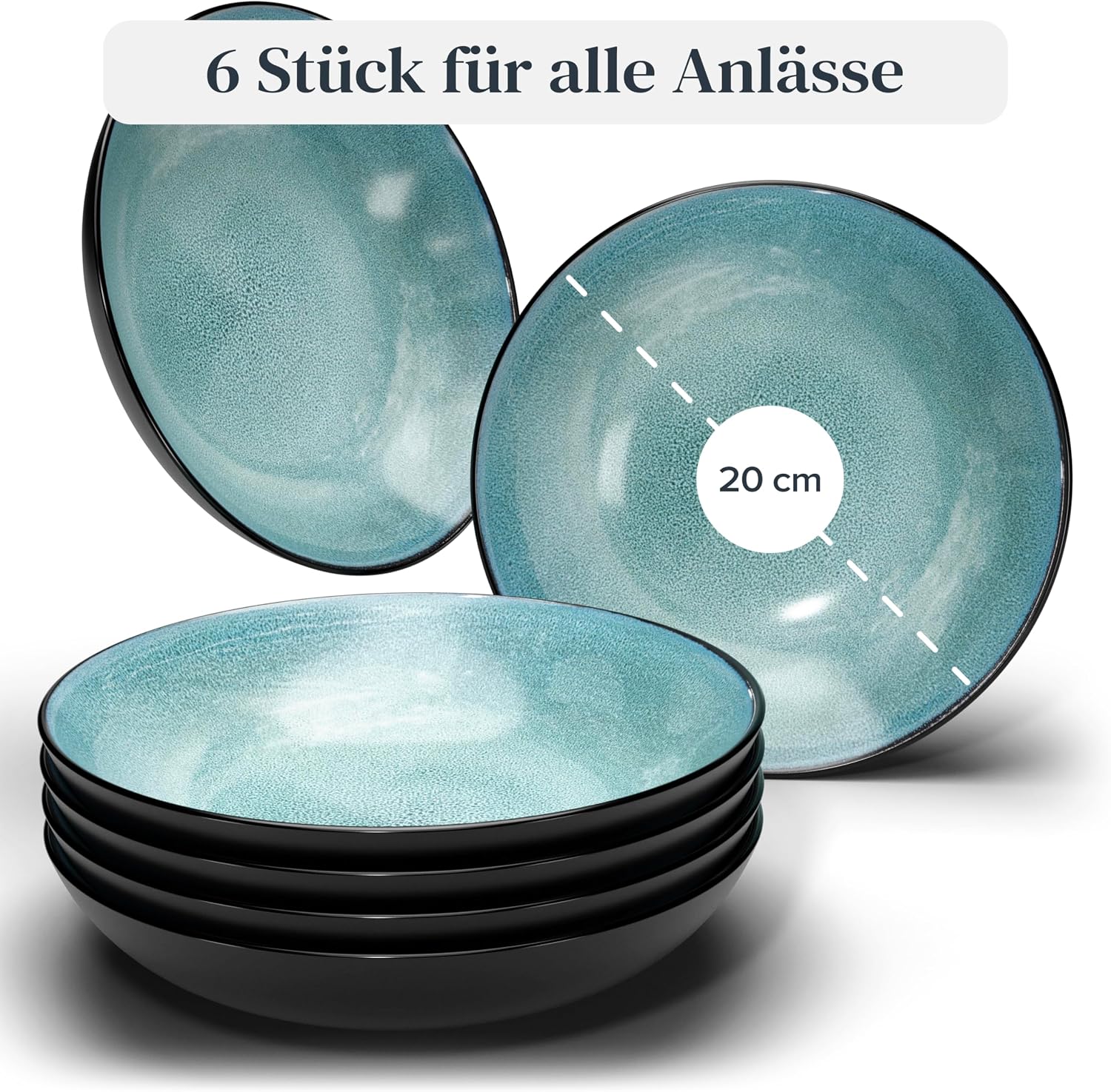 Thumbnail 2 de Steingut Suppenteller Ibiza 6er Set Petrol