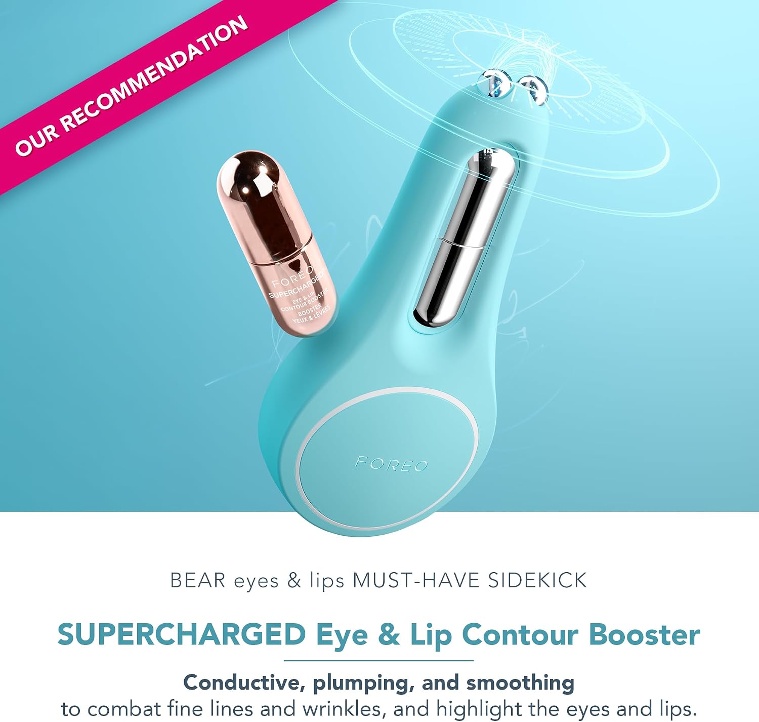 Detalle de FOREO Bear 2 Eyes & Lips: Microcurrent Face Lifter for Eyes & Lips (Arctic Blue)