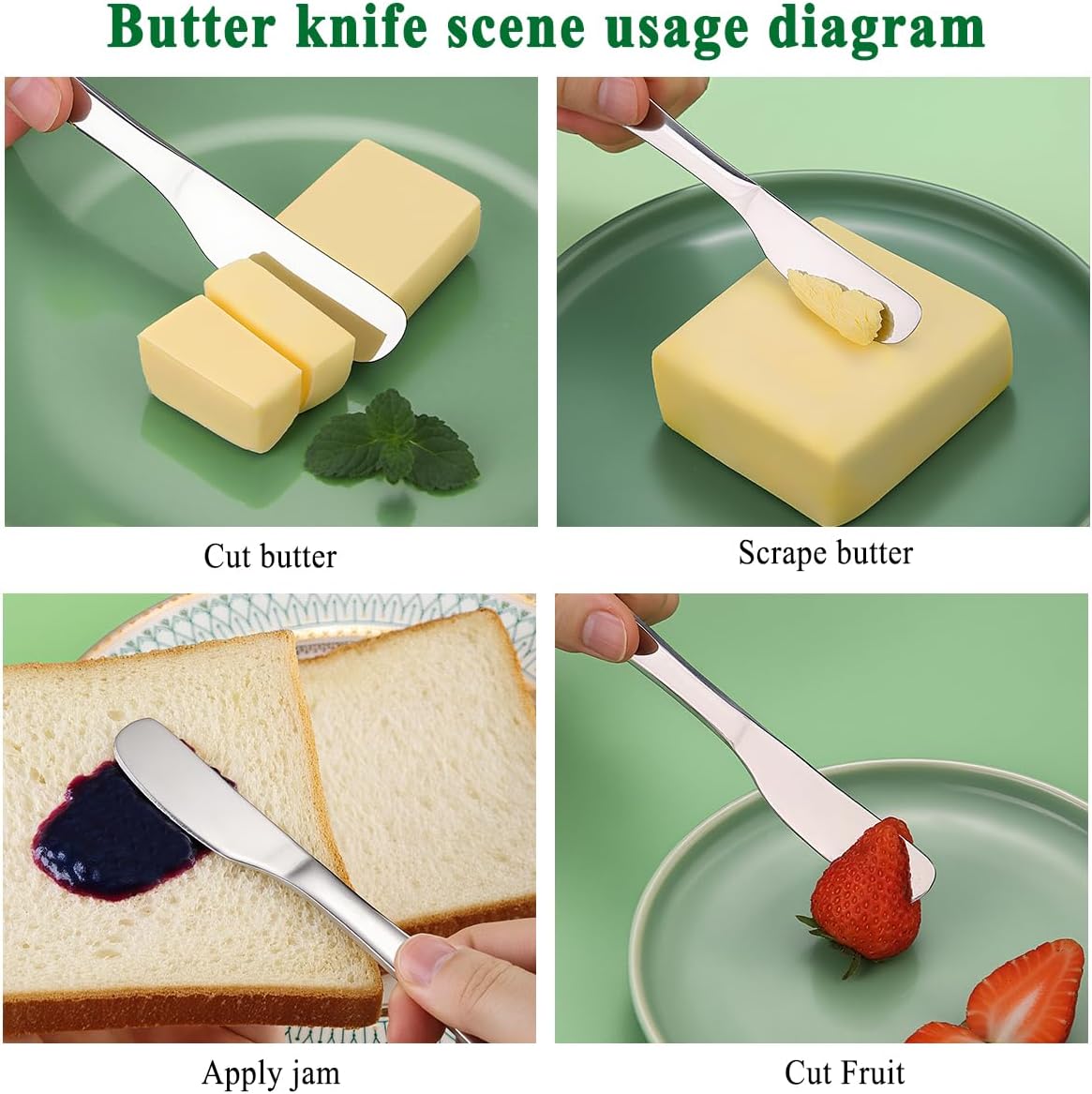 Thumbnail 6 de HOMQUEN 6-Piece Butter Knife Set, 6 roestvrijstalen botermessen