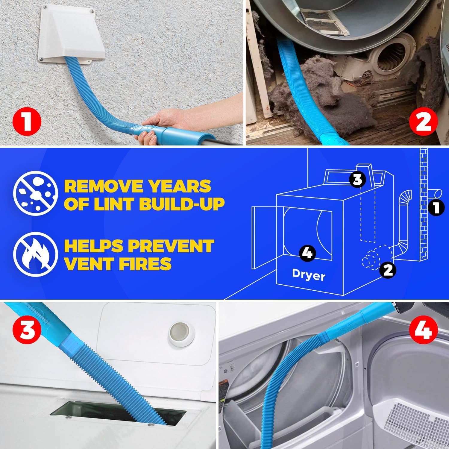 Thumbnail 3 de Holikme 35FT Dryer Vent Cleaner Kit, 58-Piece Brush and Vacuum Tool Set