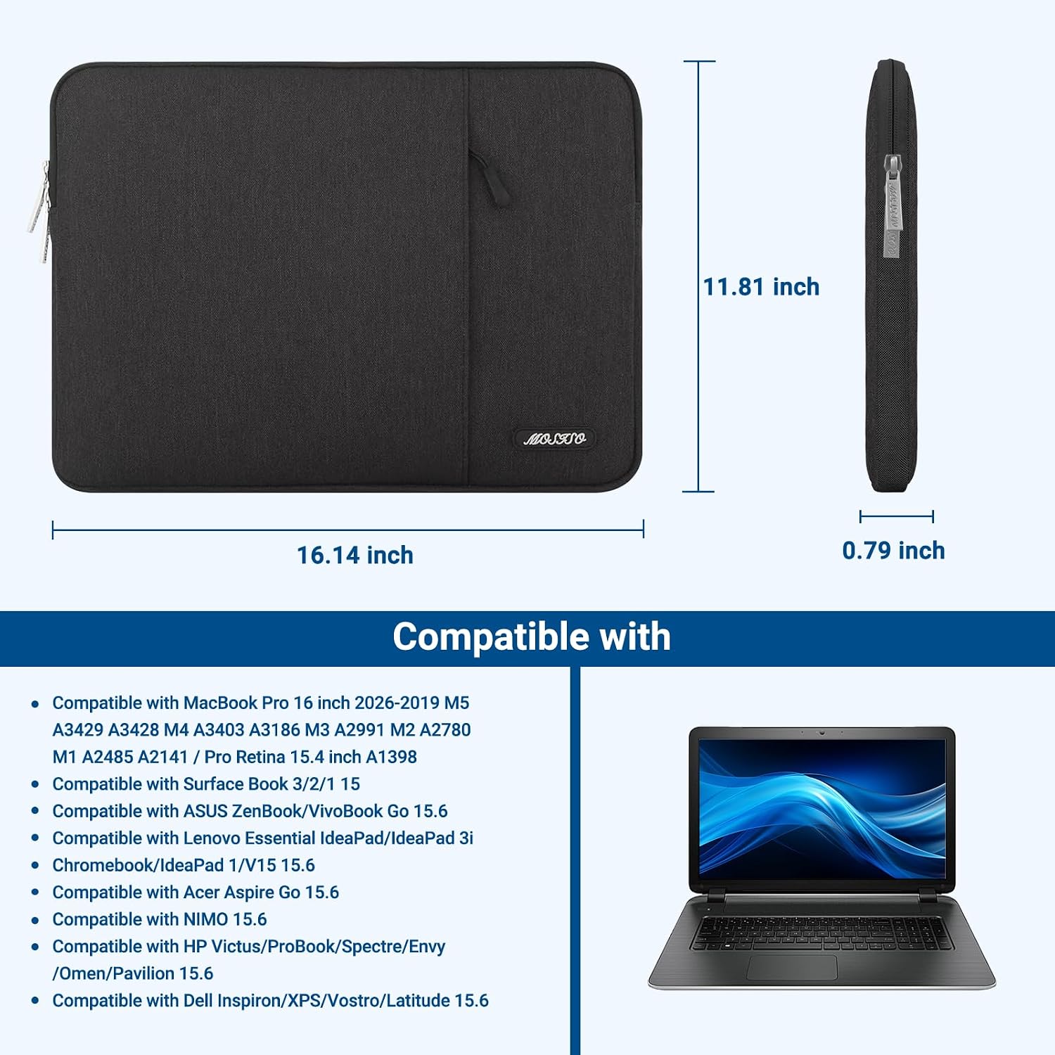 Thumbnail 4 de MOSISO 16-inch Laptop Sleeve with Pocket