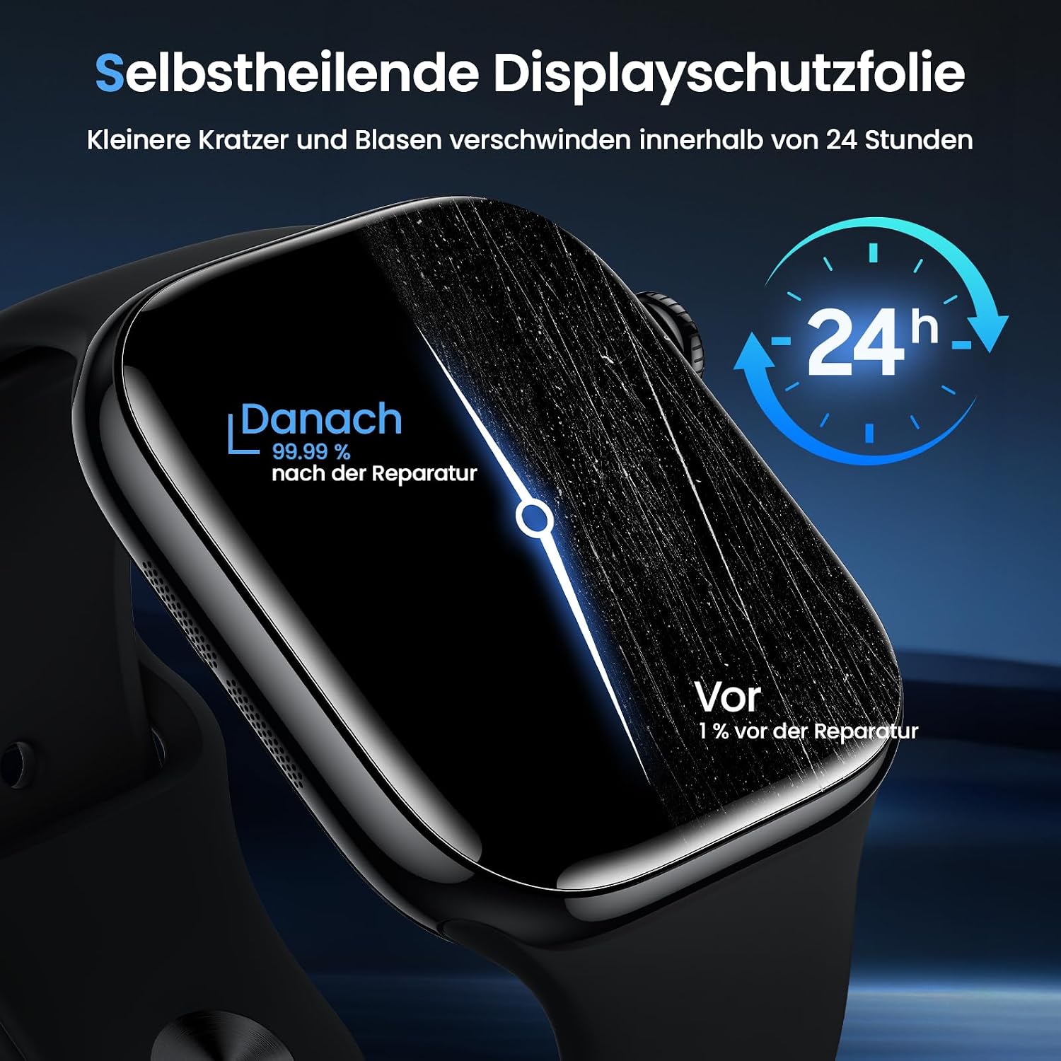 Detalle 2 de UniqueMe Displayschutz für Apple Watch 42 mm – 4er-Set HD-TPU-Folie (Series 11/10) mit einfacher Installation
