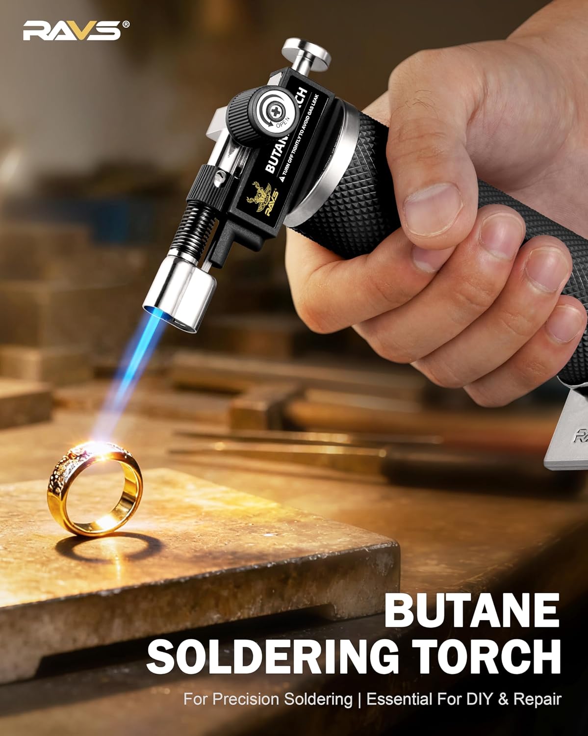 Detalle 2 de RAVS butane torch RBT018 Dual-Flame Butane Torch Lighter, Metal, Adjustable