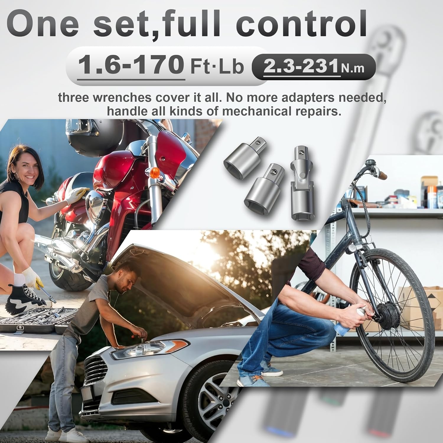 Detalle 2 de 9-Piece Torque Wrench Set with 1/4, 3/8, 1/2 Drives and Extensions