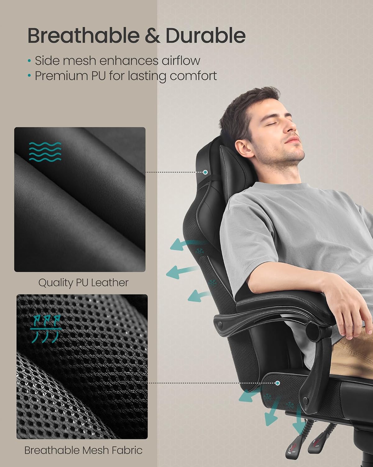 Thumbnail 6 de SONGMICS Racing Gaming Chair OBG073BH09 with headrest, lumbar support and footrest