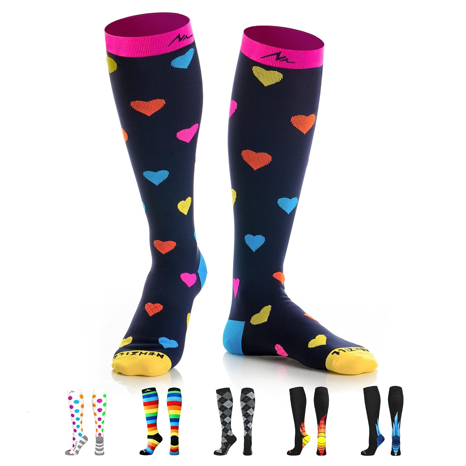 Detalle de NEWZILL 20–30 mmHg Knee-High Compression Socks, 3 Pairs, Lycra Stretch