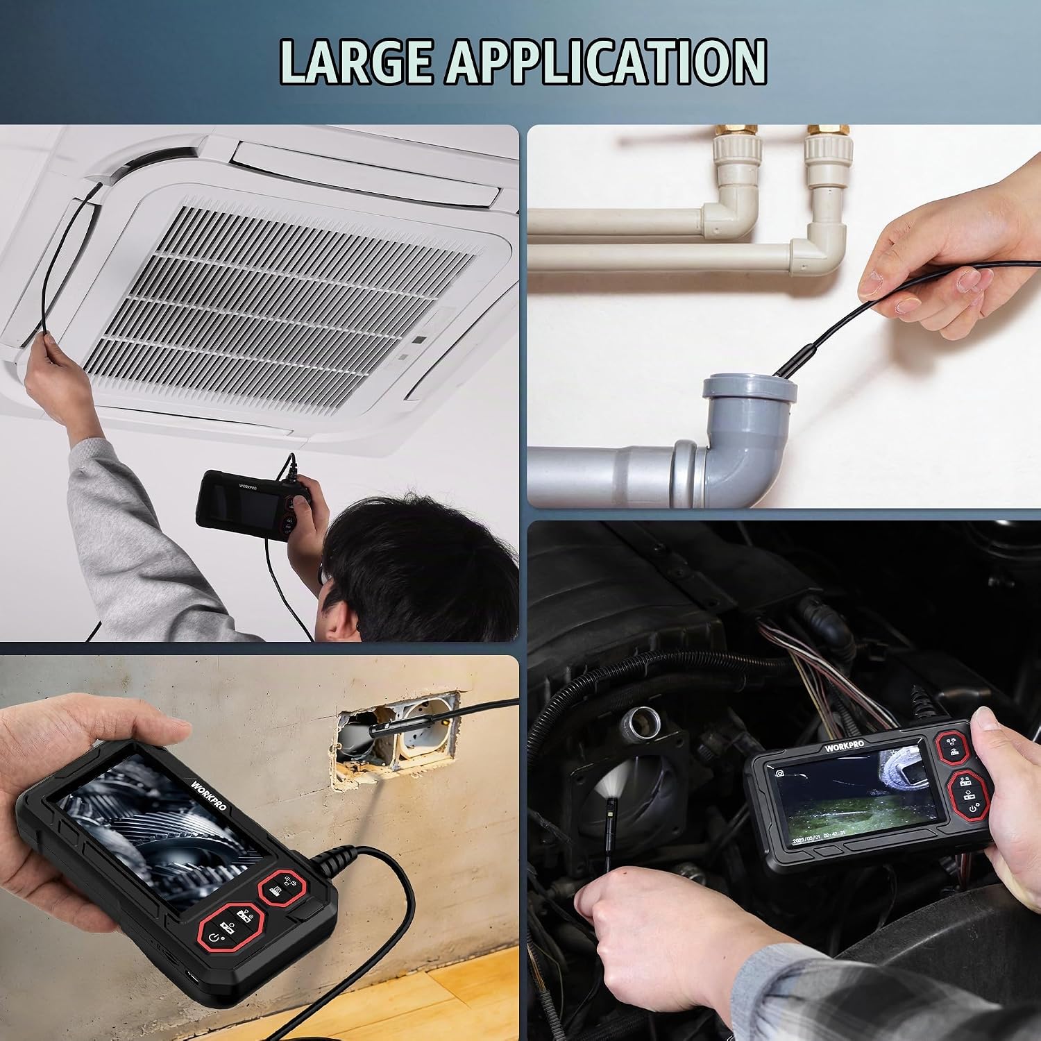 Thumbnail 6 de WORKPRO W113015 endoscoopcamera 1080p met dubbele lens en IP67-kabel