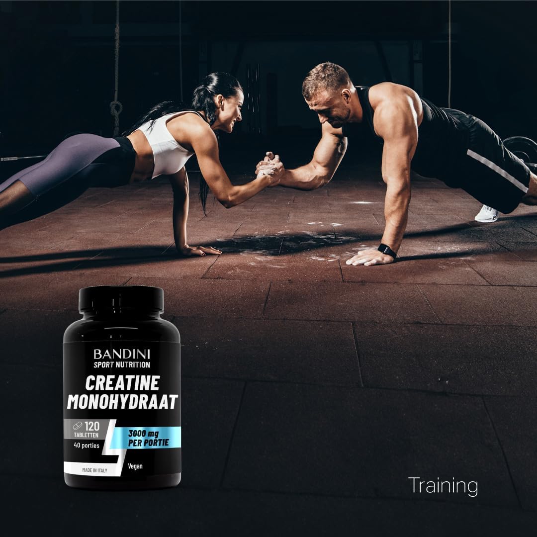 Detalle de BANDINI Creatine Monohydraat, 120 tabletten met 3.000 mg per dagdosering