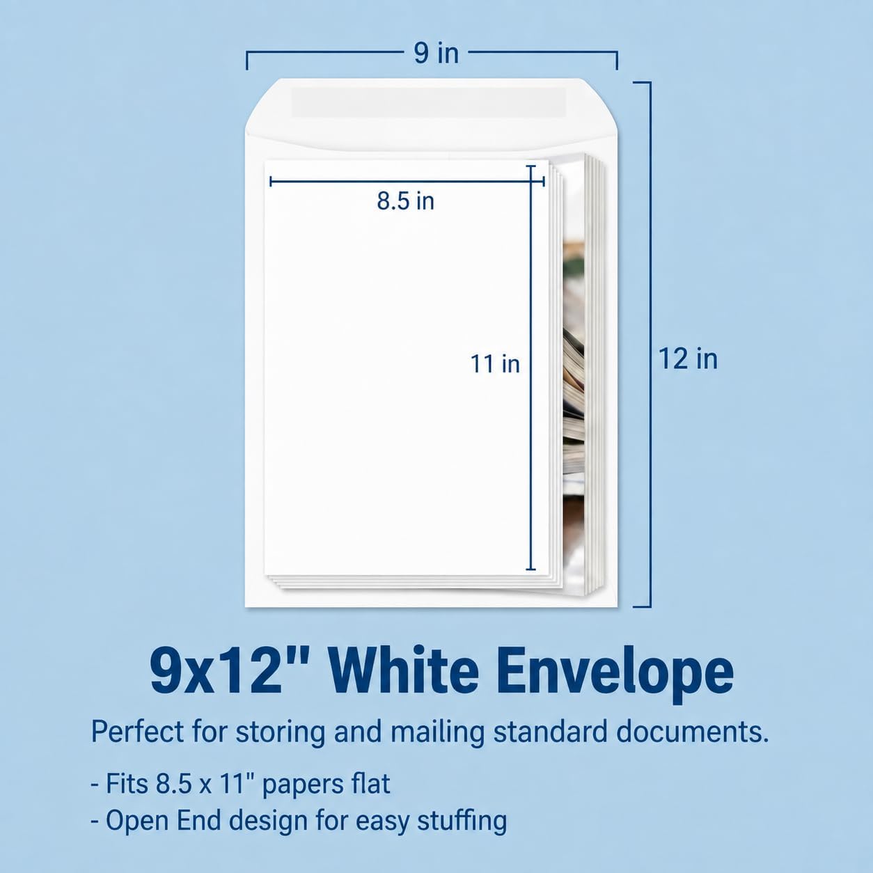 Detalle de Aimoh 38100 9 x 12 Security Envelopes, Self-Seal, White, 28 lb, 100 Count
