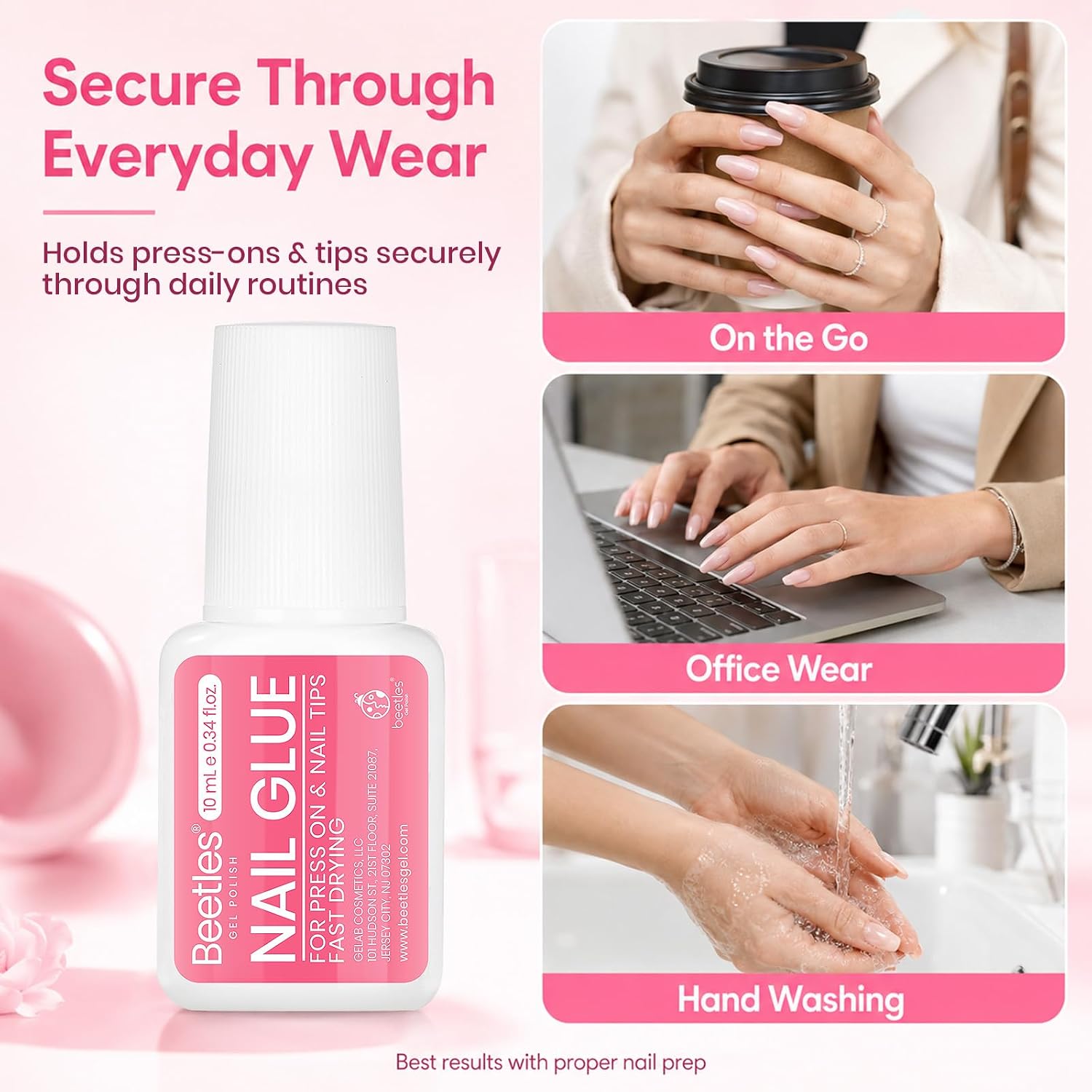 Detalle de Beetles 10ML Super Strong Nail Glue (No-UV) for Press-Ons, Nail Tips & Acrylic Nails
