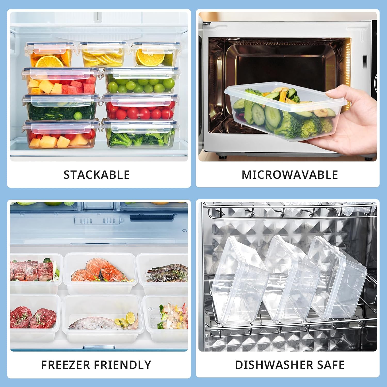 Detalle 2 de Hibisaws Airtight Food Storage Containers 10-Pack (10 x 1L) – BPA-Free, Leakproof Lids