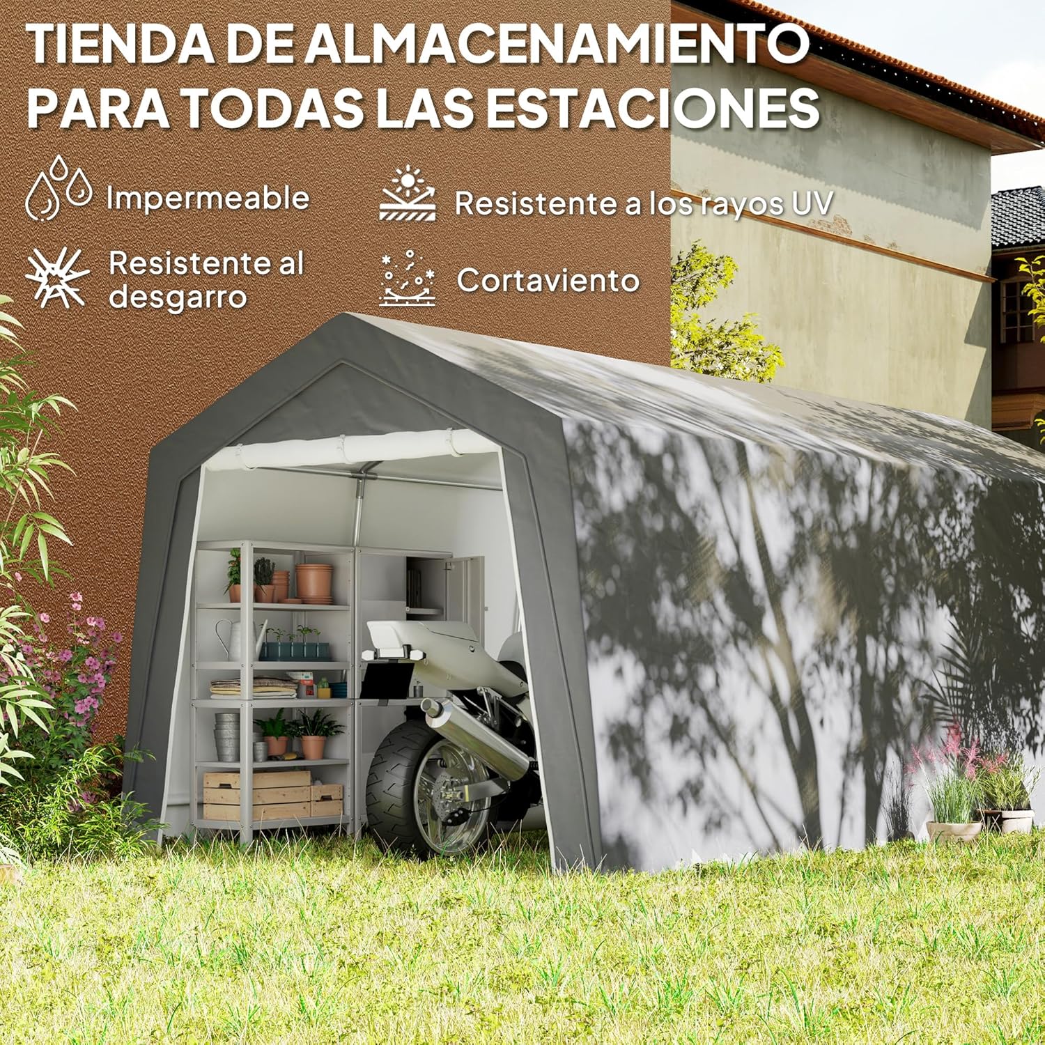 Thumbnail 2 de Outsunny Cobertizo Jardín Exterior 300x597x257 cm