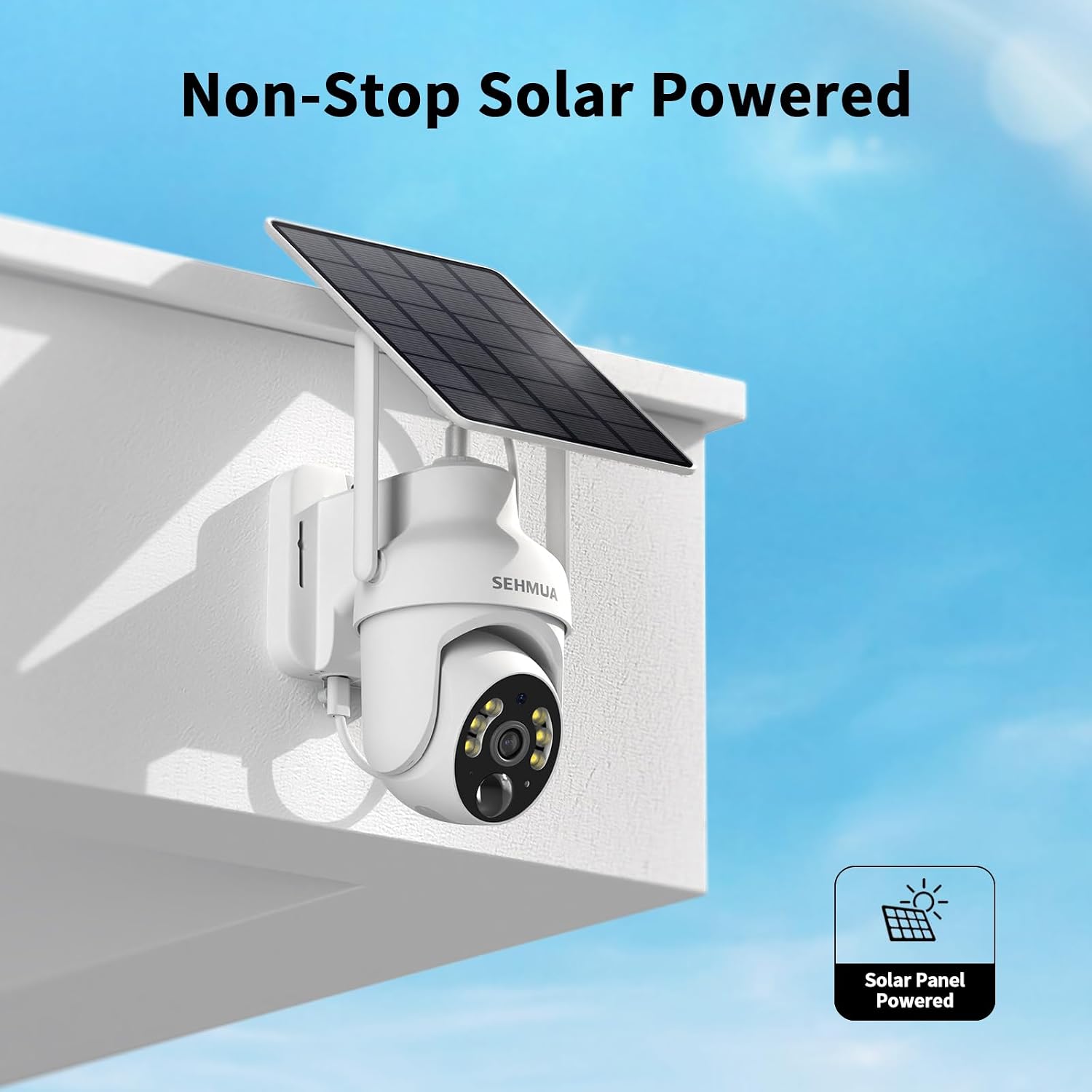 Detalle 2 de SEHMUA 2K Solar Wireless Security Cameras (2-Pack) with Pan/Tilt, Color Night Vision