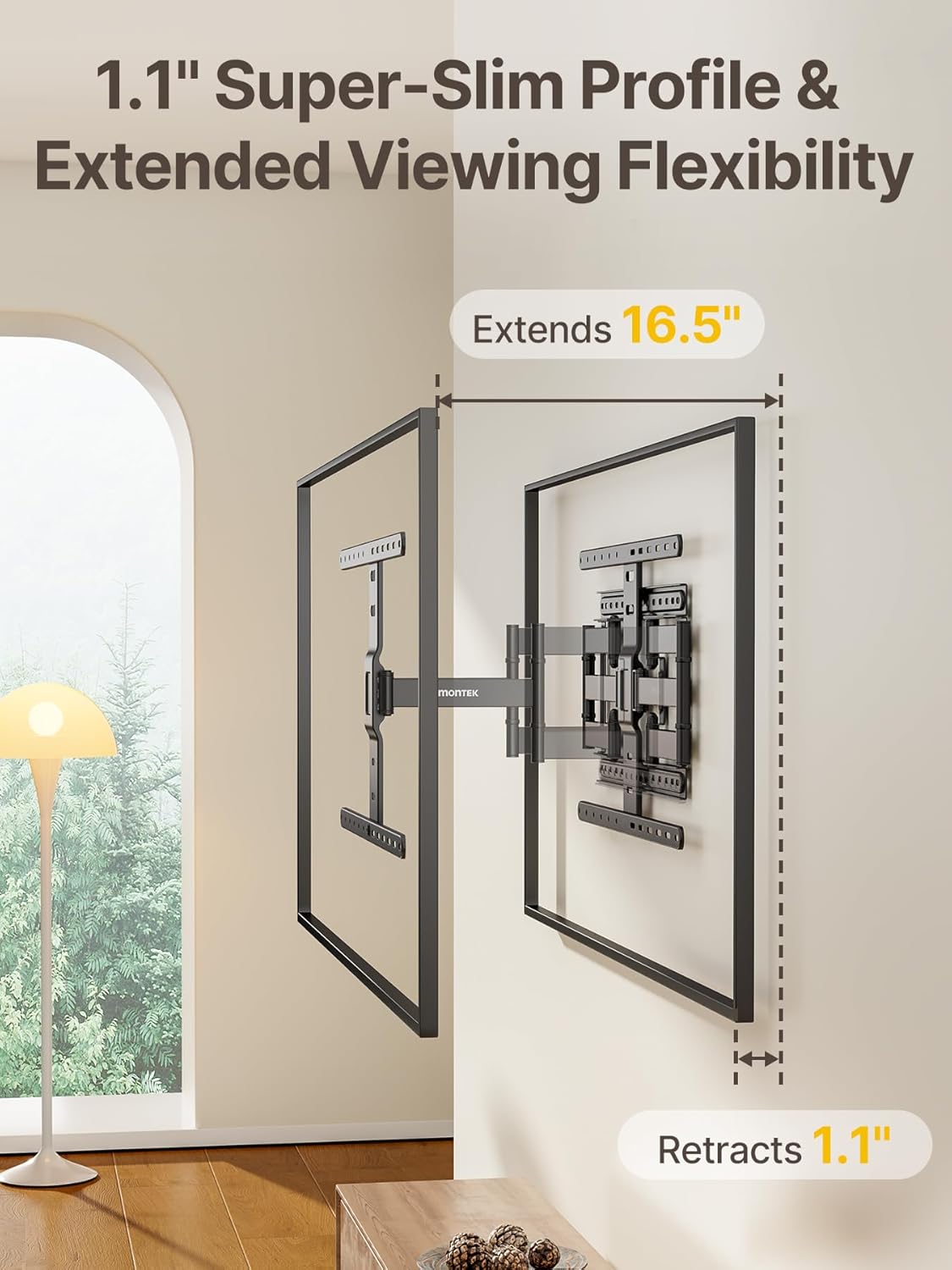 Thumbnail 6 de monTEK 1.1" Ultra Slim Full Motion TV Wall Bracket (43–90 inch, up to 60kg, max VESA 600x400mm)