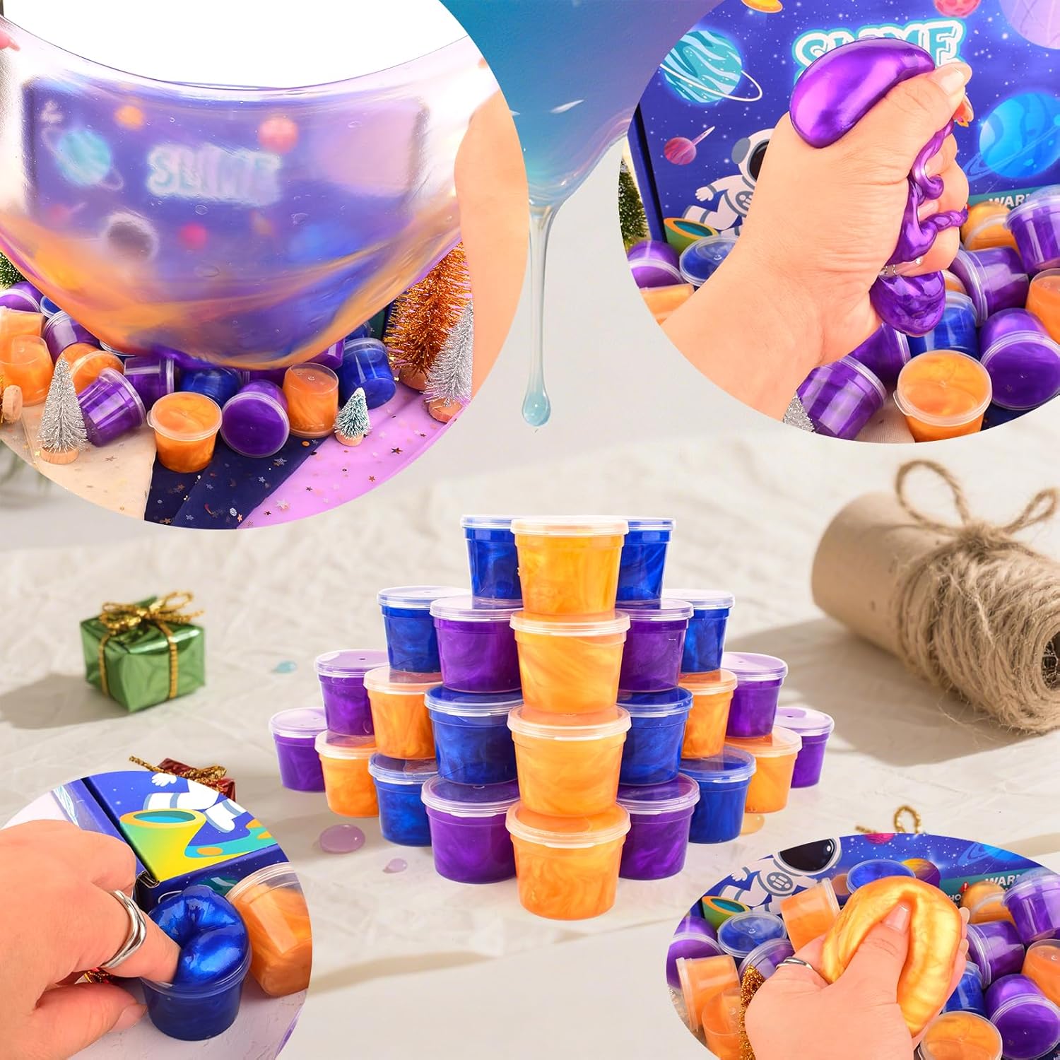 Thumbnail 3 de Galaxy Slime 24 Pack in Blue, Gold & Purple – non-sticky soft slime party favours for kids