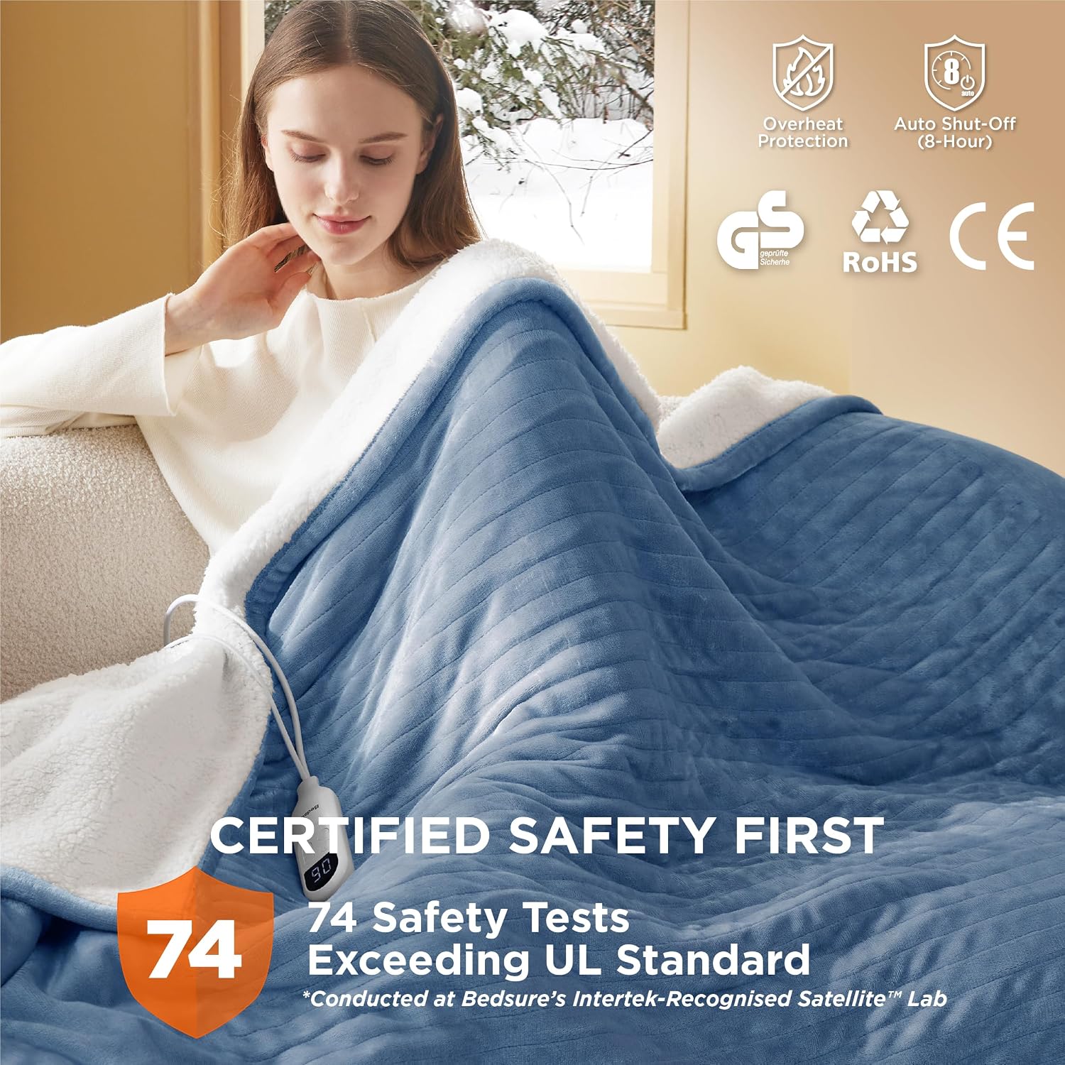 Thumbnail 4 de Bedsure Heated Throw 130x160cm, Navy