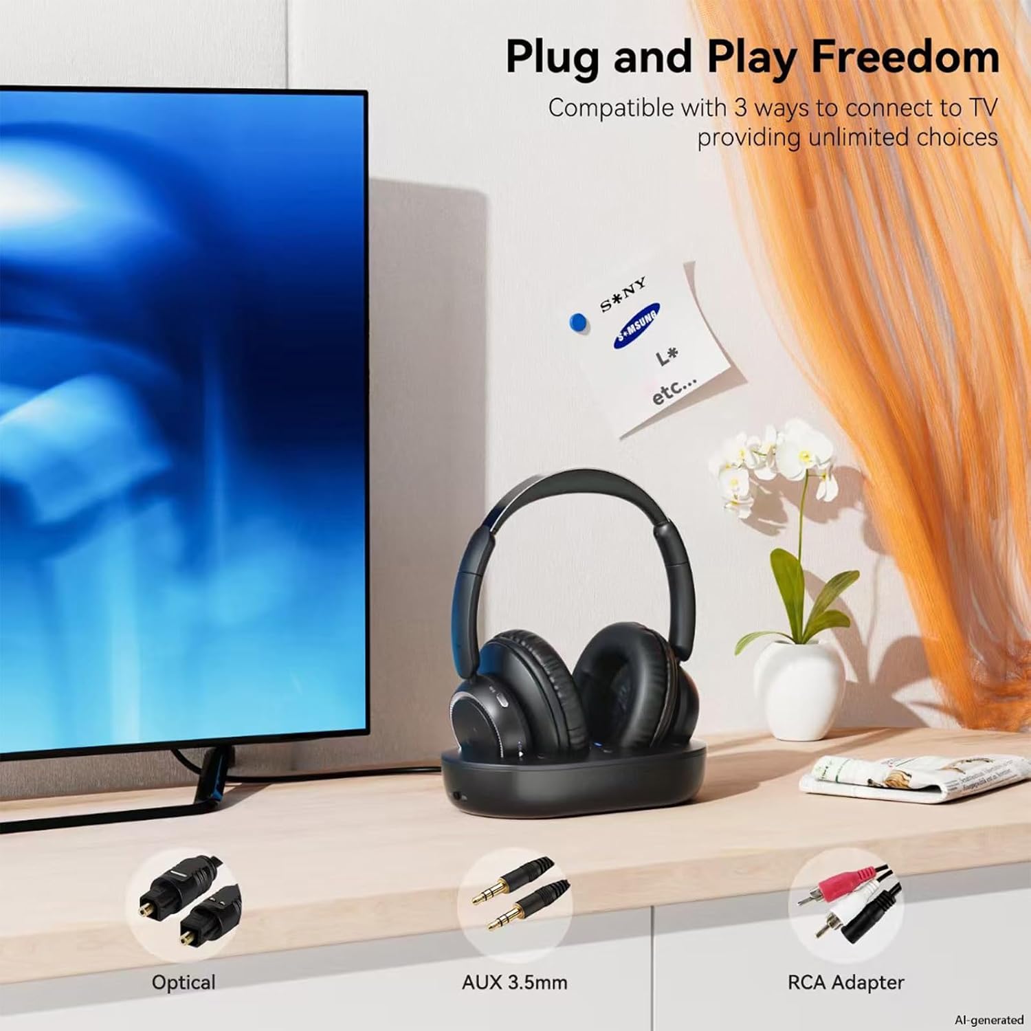 Thumbnail 4 de LEVN Wireless Headphones 65h TV headphones