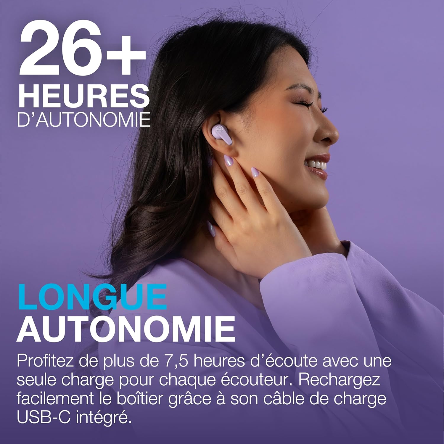 Thumbnail 3 de JLab Go Pods ANC — écouteurs Bluetooth sans fil à réduction de bruit hybride, 26 h d’autonomie, IP55