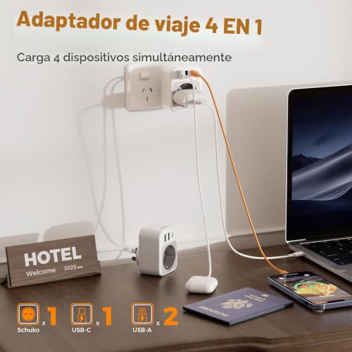 Thumbnail 4 de TESSAN 2 Piezas Adaptador Enchufe China: 4 en 1 con USB‑C y USB‑A para viajes