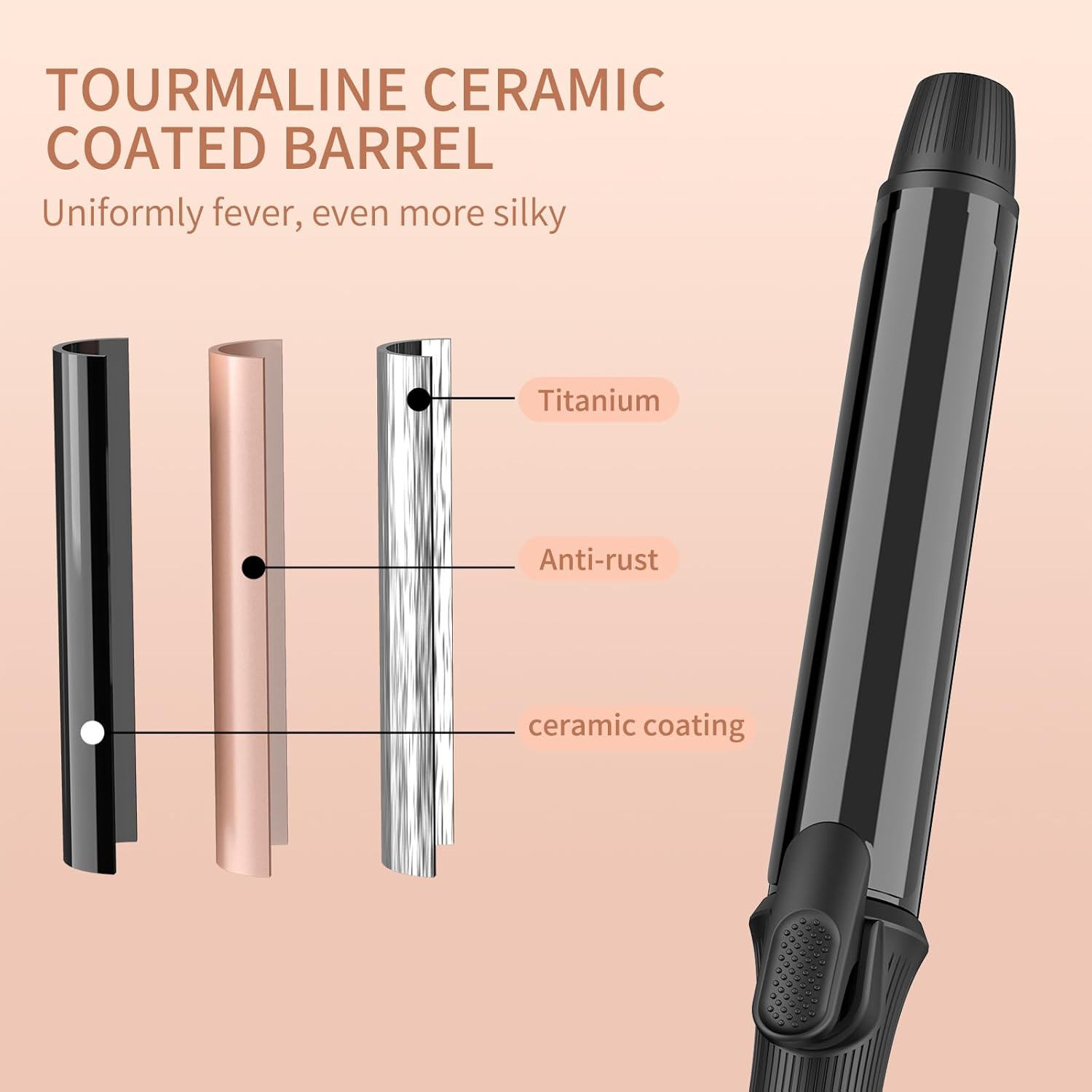 Detalle 2 de K&K Hair Curling Wand 32mm Ceramic Titanium Barrel