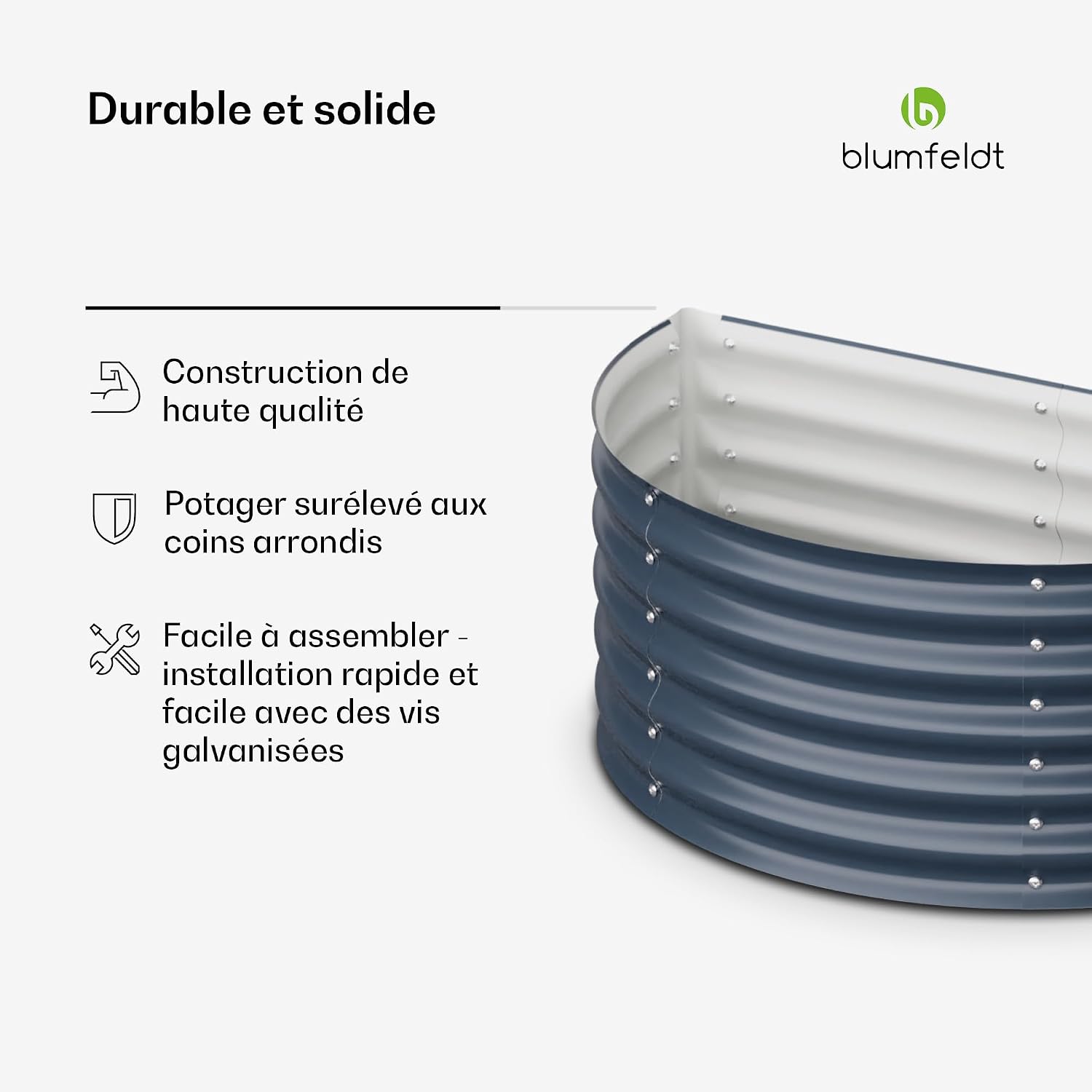 Detalle 2 de blumfeldt High Grow verhoogd bloembed, halfrond, 200 l, antraciet, 43 cm