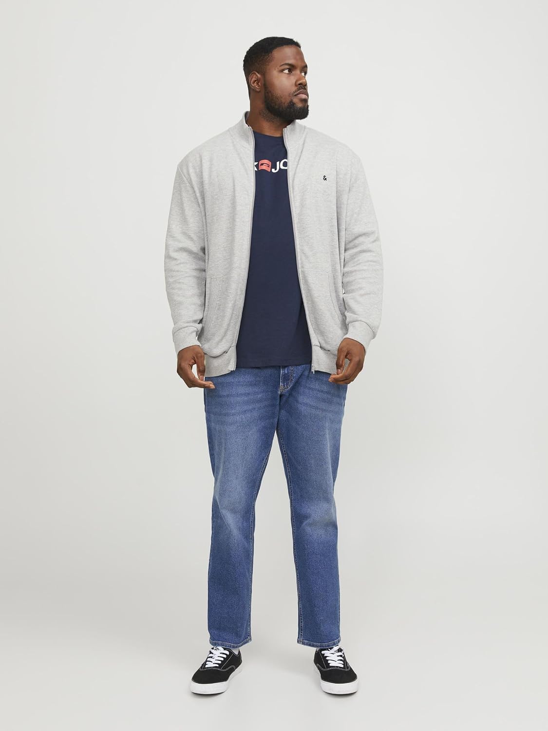 Thumbnail 4 de Jack & Jones Pack 2 T-Shirts Grande Taille Col Rond Imprimer Design Logo Surdimensionné – Bleu Marine, XXL