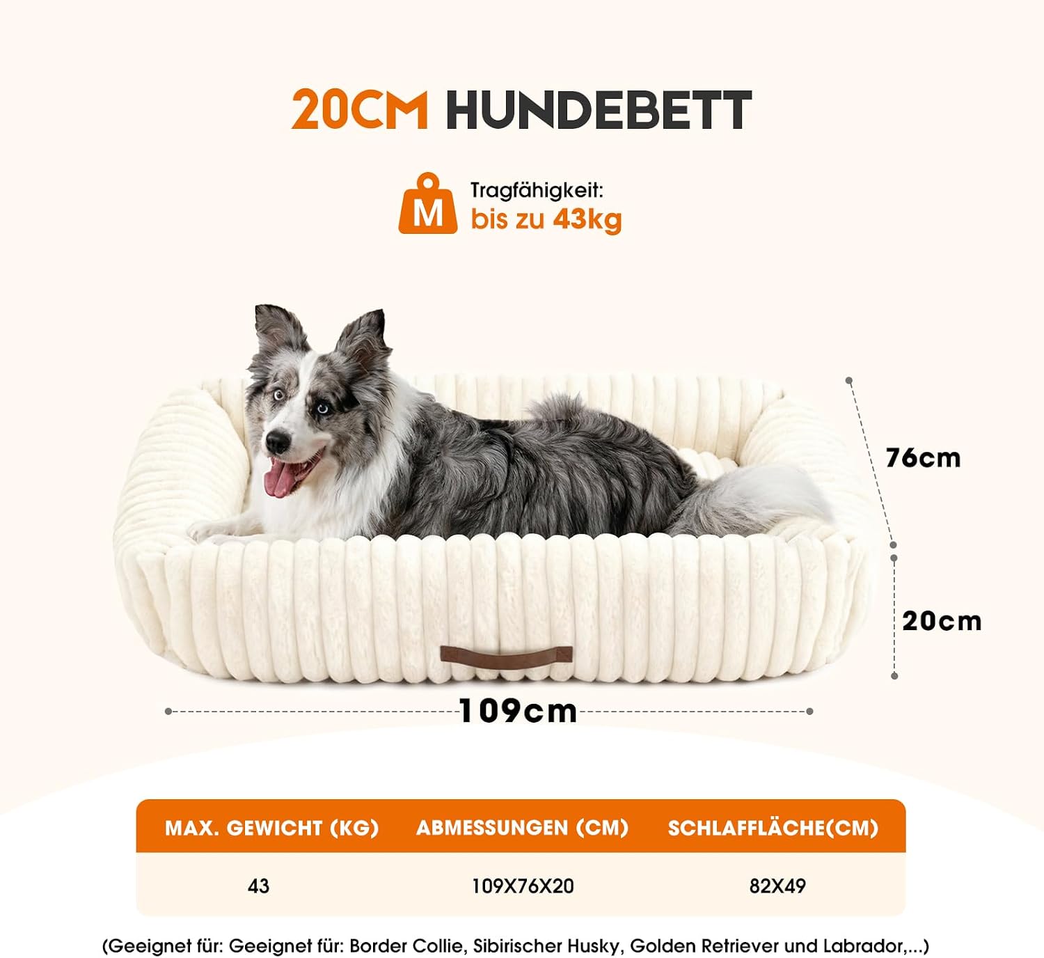Thumbnail 6 de Upvilla Luxusweicher Hundekorb 109 × 76 × 20 cm