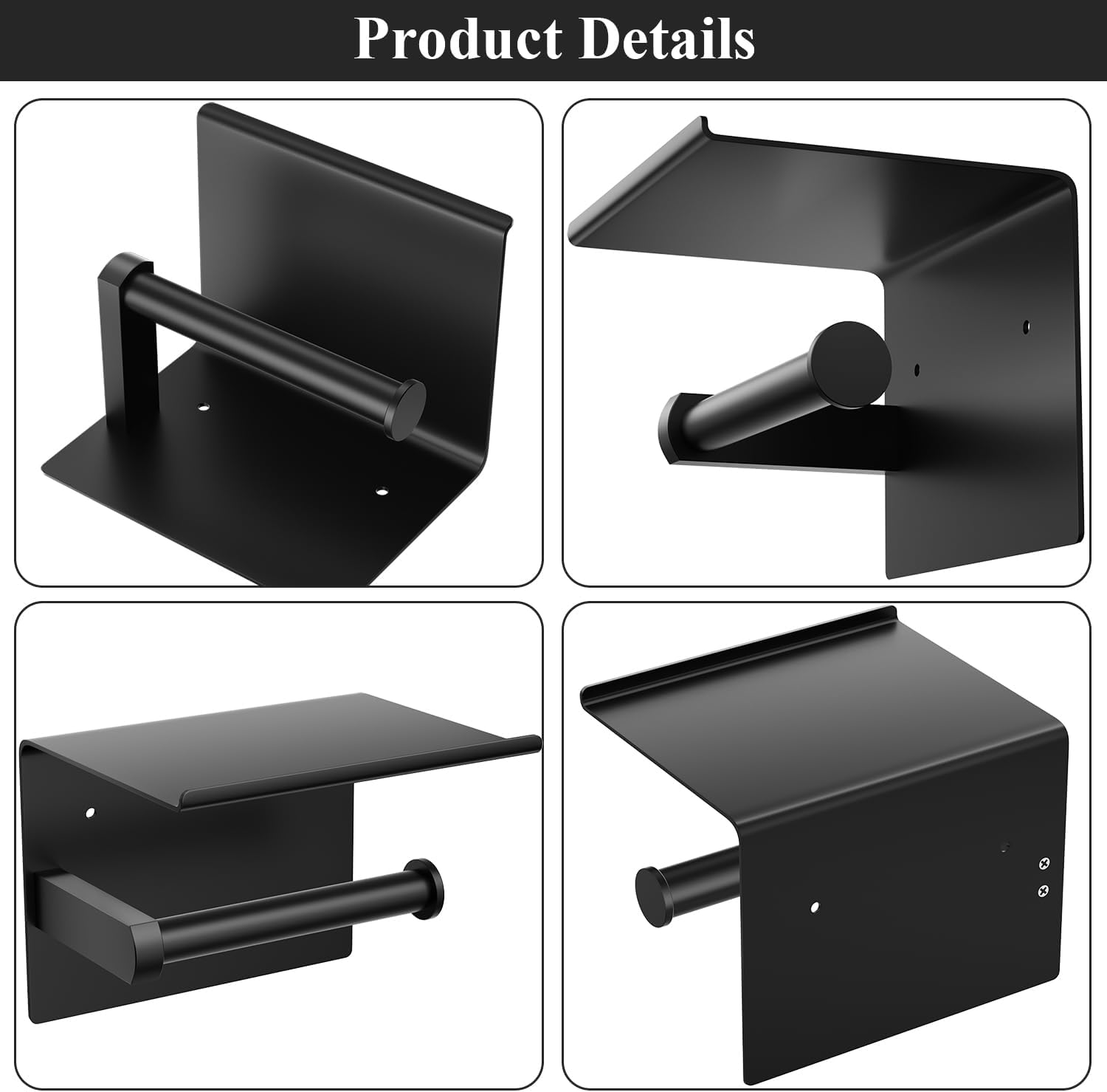 Detalle de Tindbea Toilet Paper Holder with Shelf, Stainless Steel