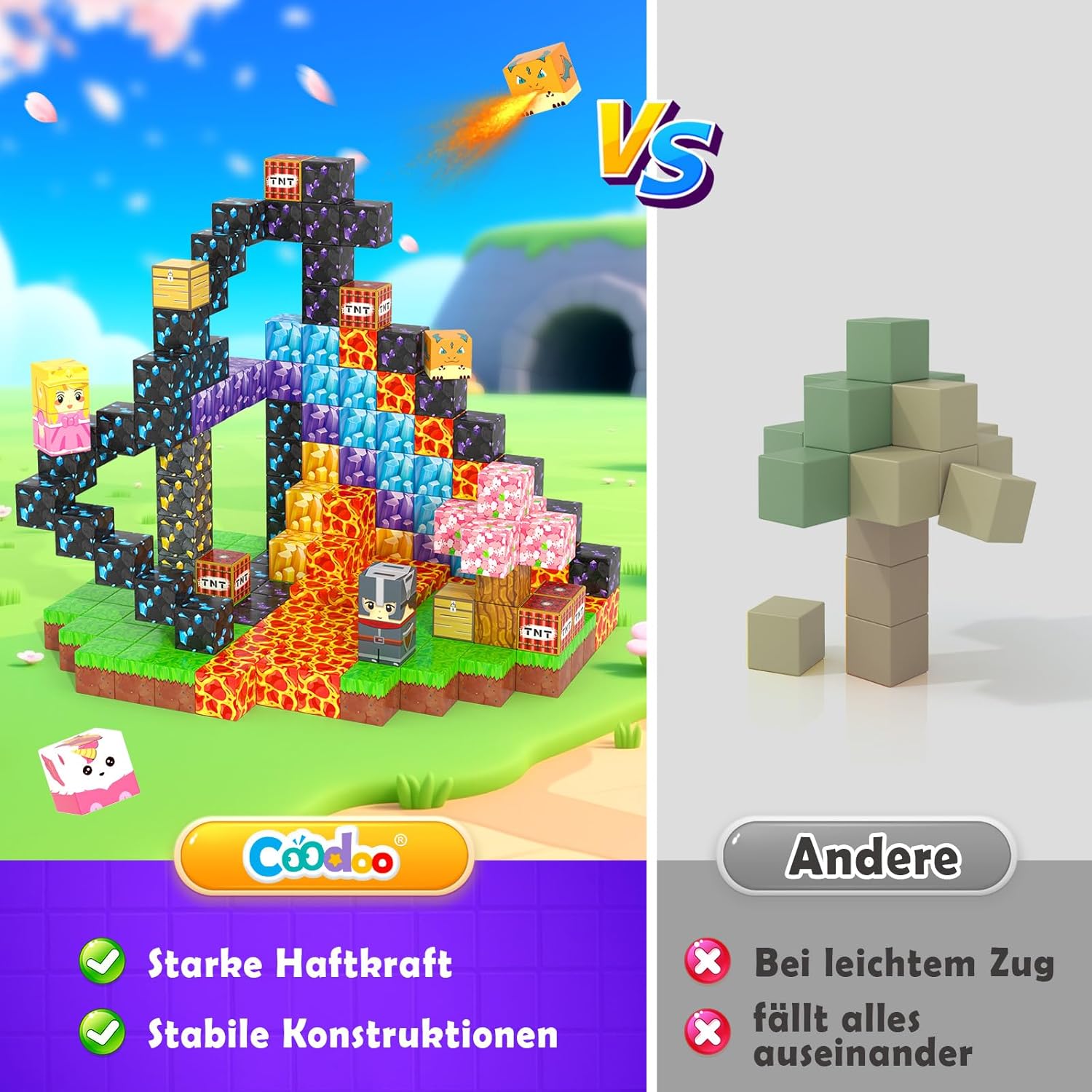 Thumbnail 1 de Magnetische Bausteine (154 Teile) Magnetspielzeug mit doppelseitiger Magnettafel – für kreative Bauwelten ab 3 Jahren