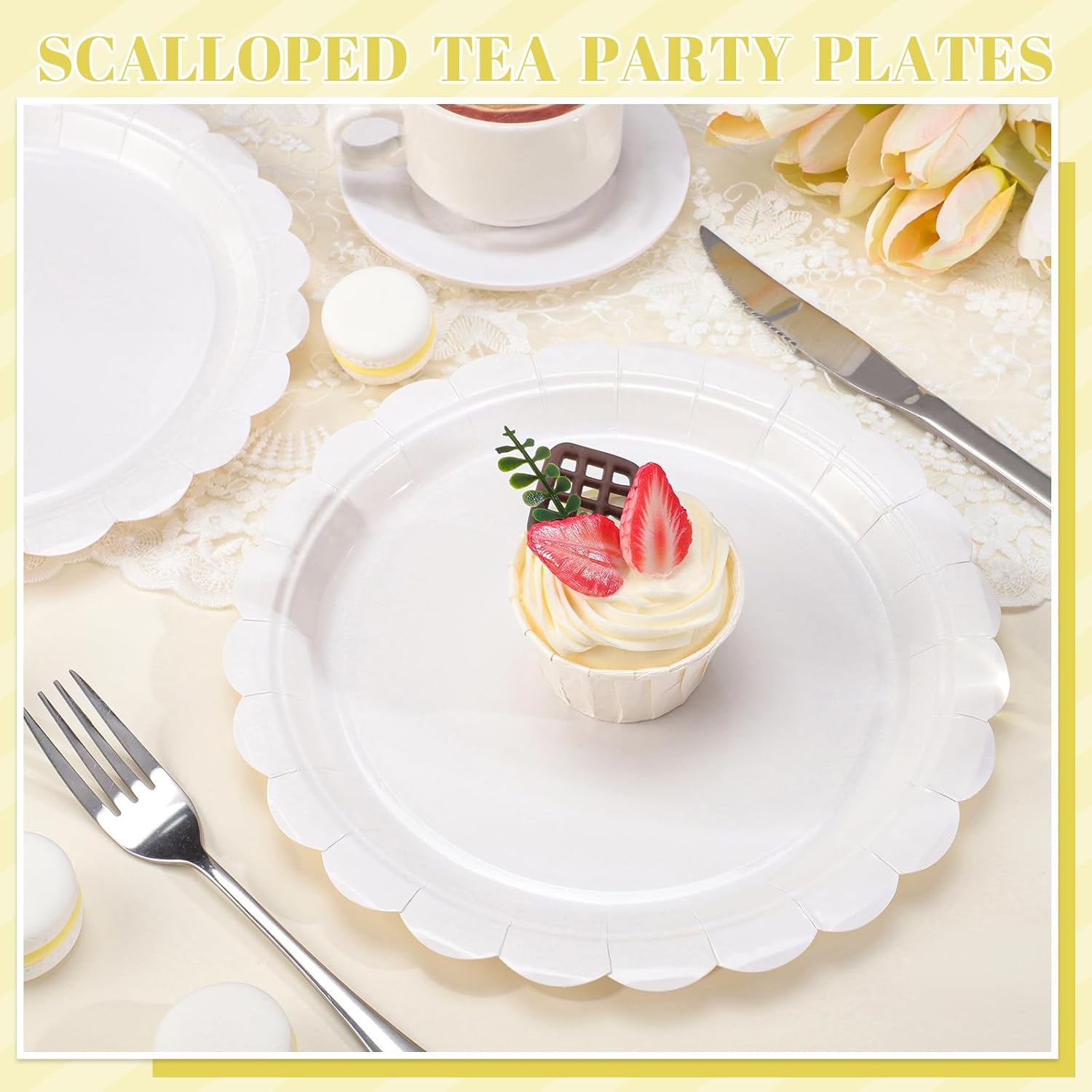 Thumbnail 4 de NatNarr 30-Pack 9-Inch Disposable Scalloped Graduation & Party Paper Plates (White)