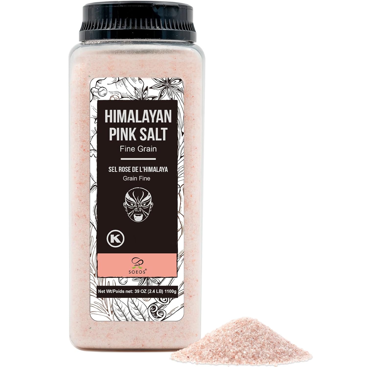 Detalle de Soeos H-091 Himalayan Pink Salt, Fine Grain, 39 oz Bottle