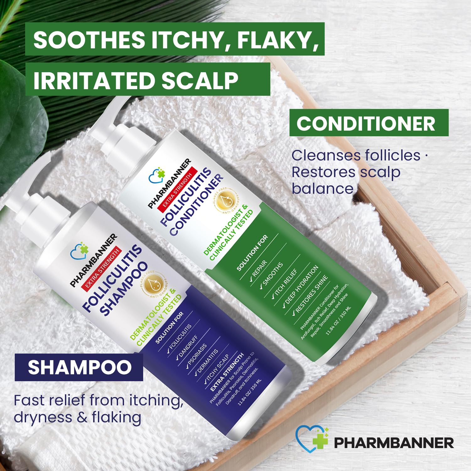 Thumbnail 3 de PHARMBANNER Anti-Fungal Shampoo and Conditioner Set with Tea Tree & Argan Oil for Scalp Relief