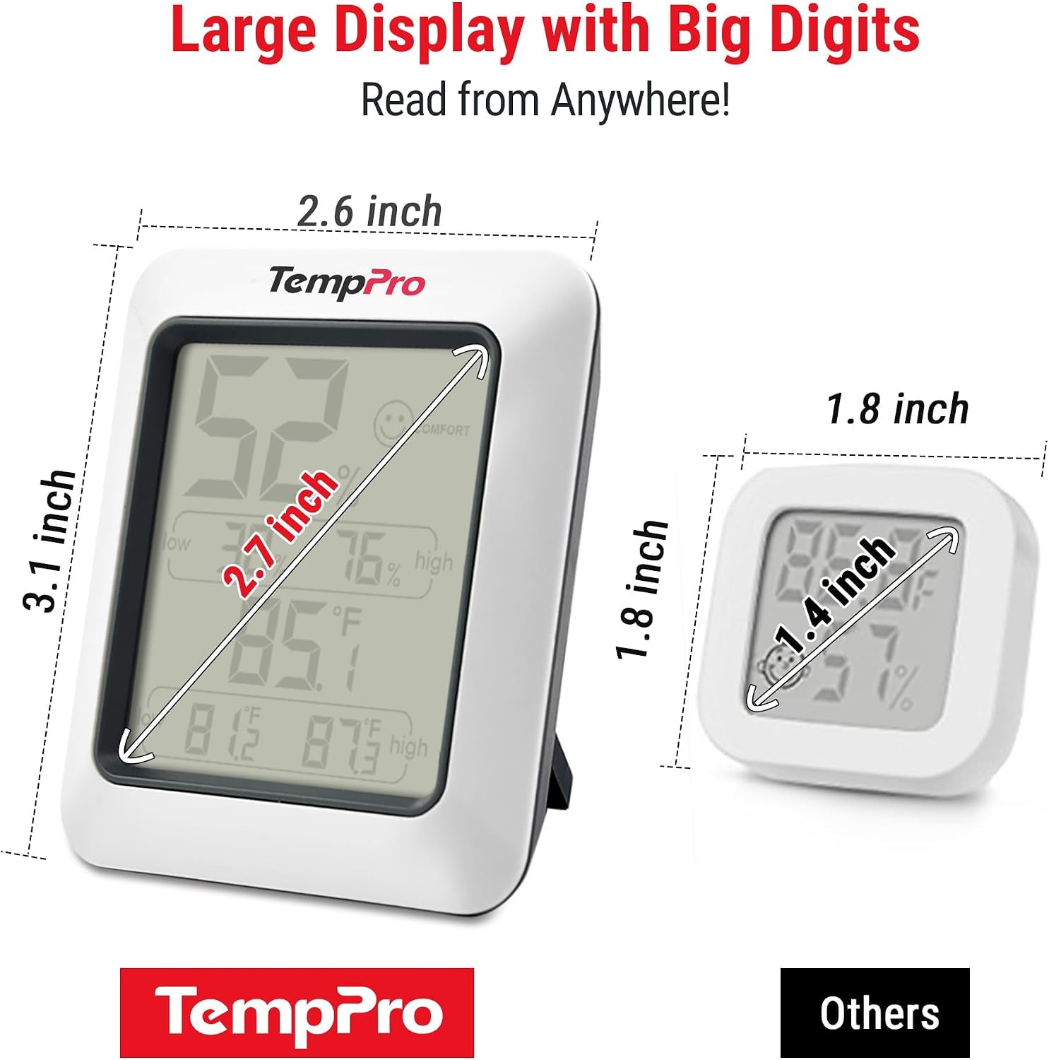 Thumbnail 3 de TempPro TP50 Digital Hygrometer Indoor Thermometer