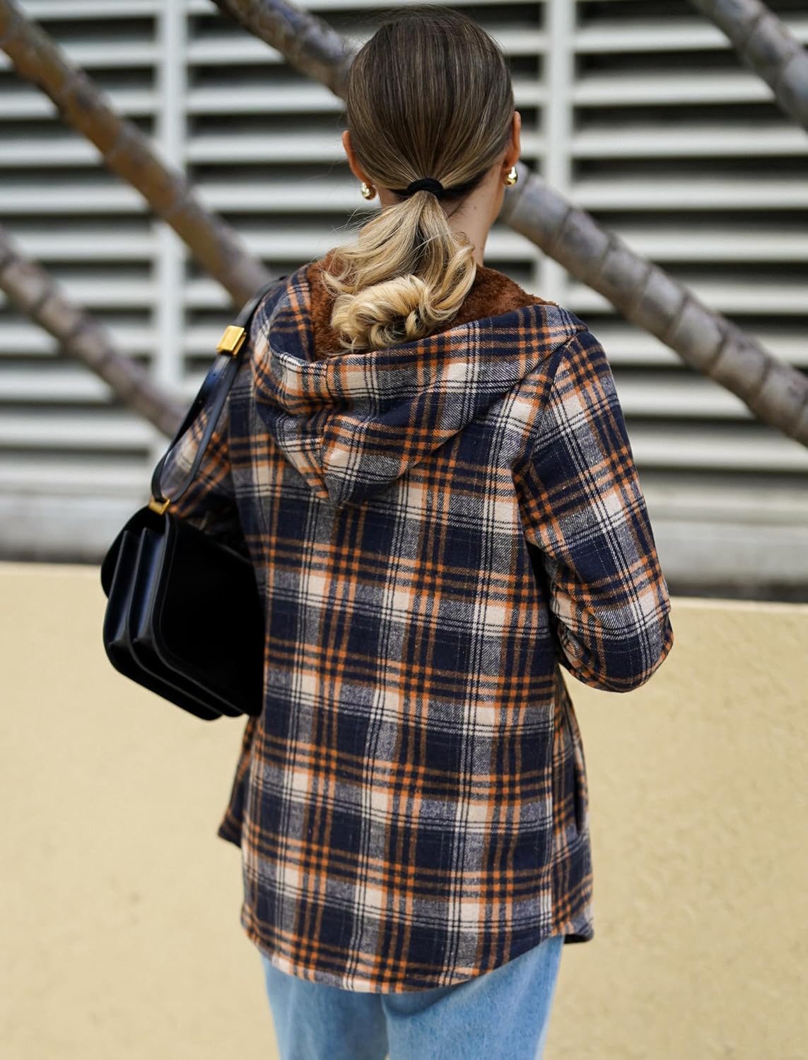 Detalle 2 de Zeagoo Plaid Shacket Jacket, Hooded S-2XL