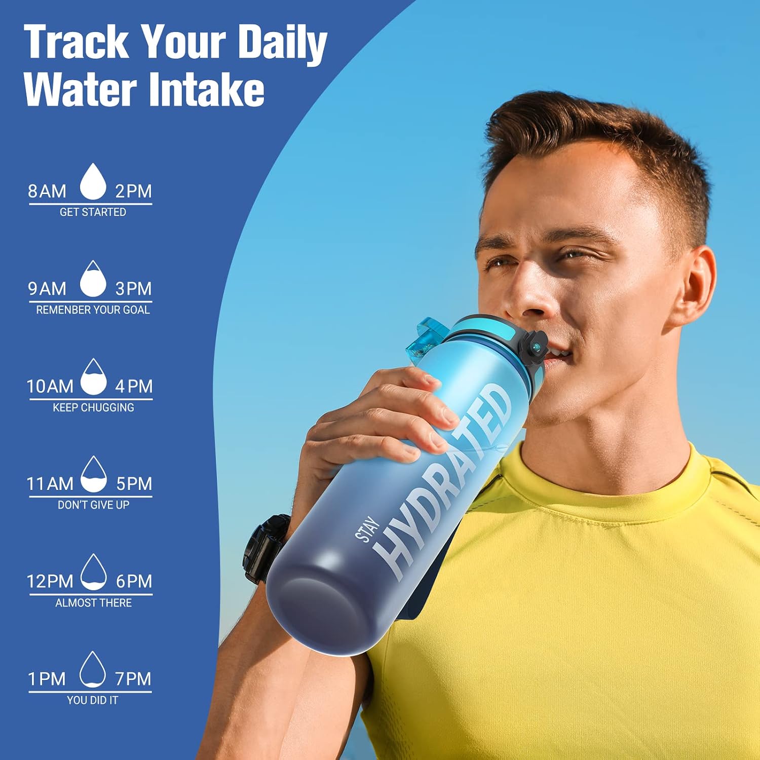Thumbnail 6 de Sahara Sailor WBW001 Tritan Water Bottle with Time Markers and Flip-Lock Lid
