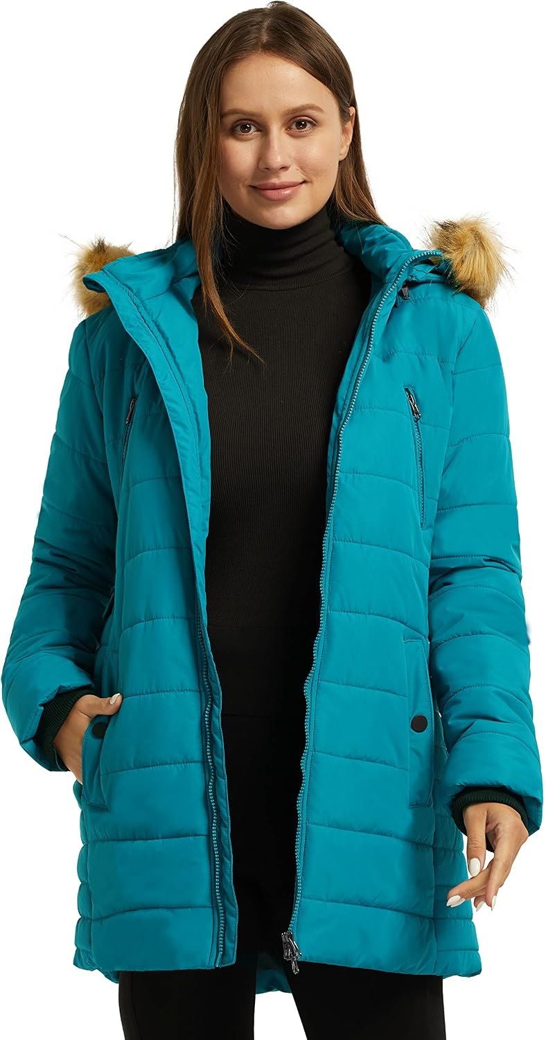 Detalle de Wantdo lange gewatteerde winterparka voor dames met afneembare capuchon