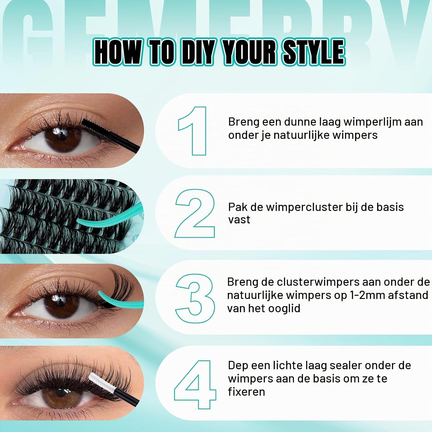 Thumbnail 6 de GEMERRY Ciglia Finte Ciuffetti Kit wimperverlengingsset 40D+50D+60D