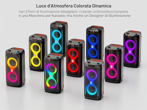 Detalle de Macchina karaoke JAPOUCA: altoparlante Bluetooth portatile con 2 microfoni wireless