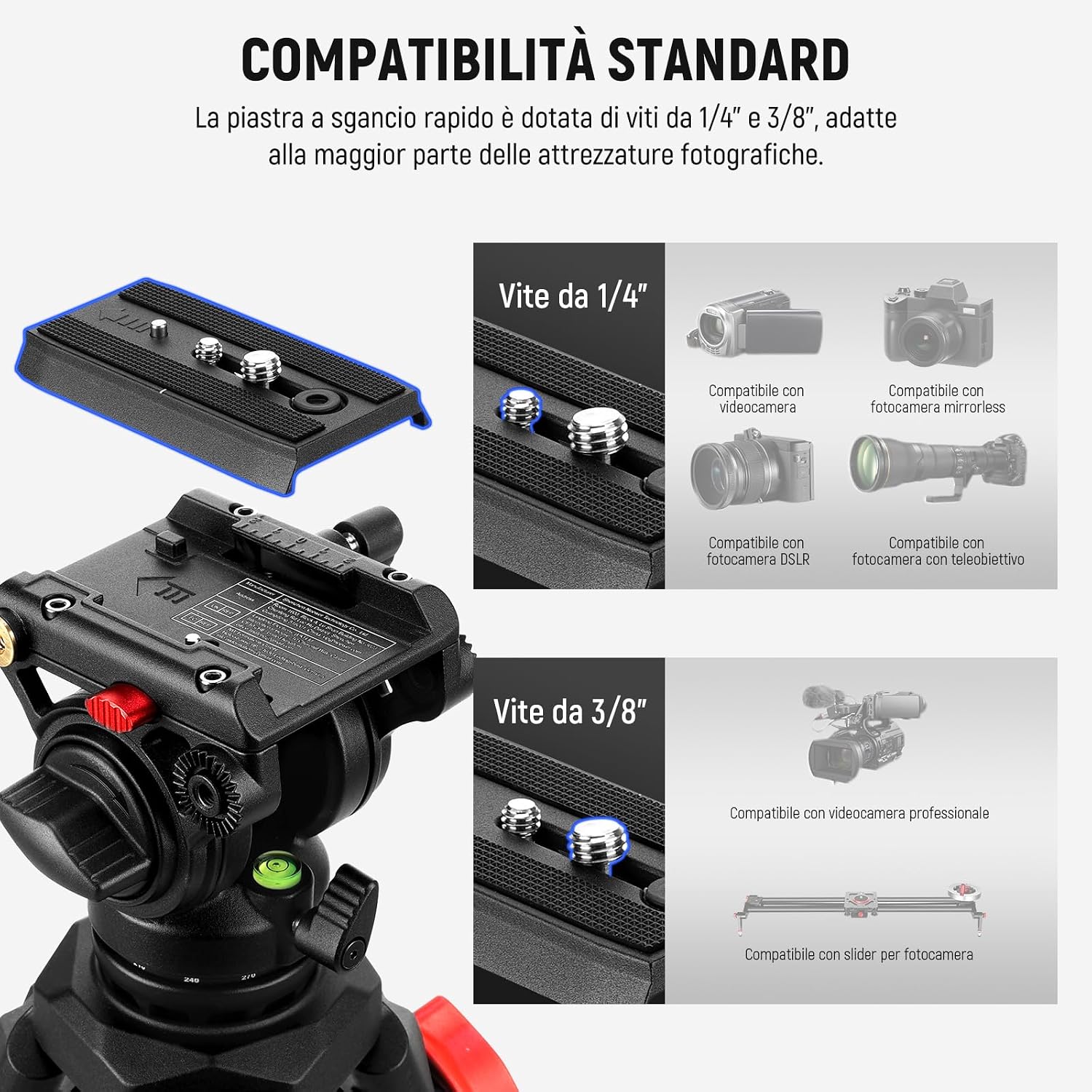 Thumbnail 6 de NEEWER TP73 treppiede video 6kg compatibile DSLR