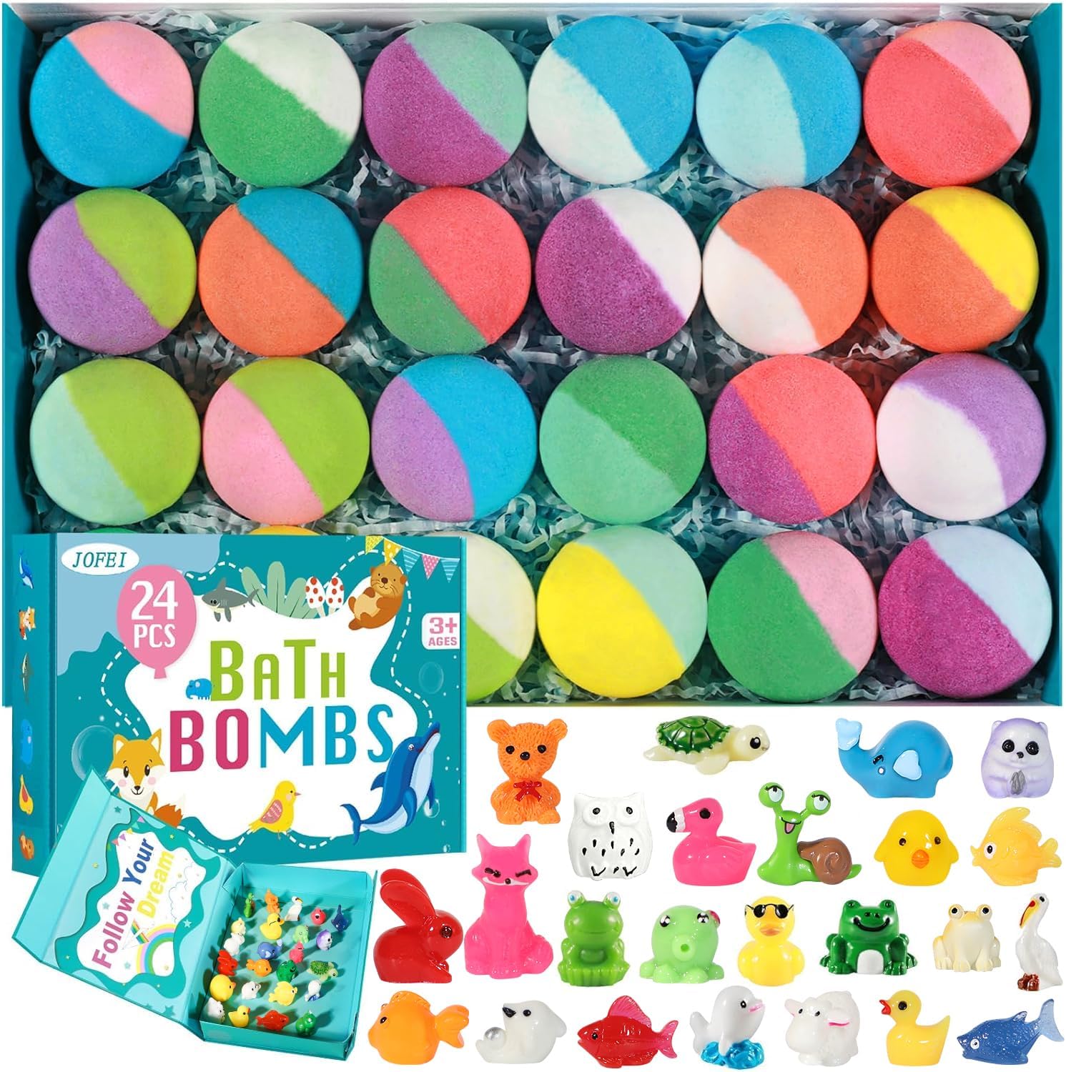 Detalle de Bath Bombs for Kids with Surprise Inside – 24 Pack Gift Set (Toys Inside)