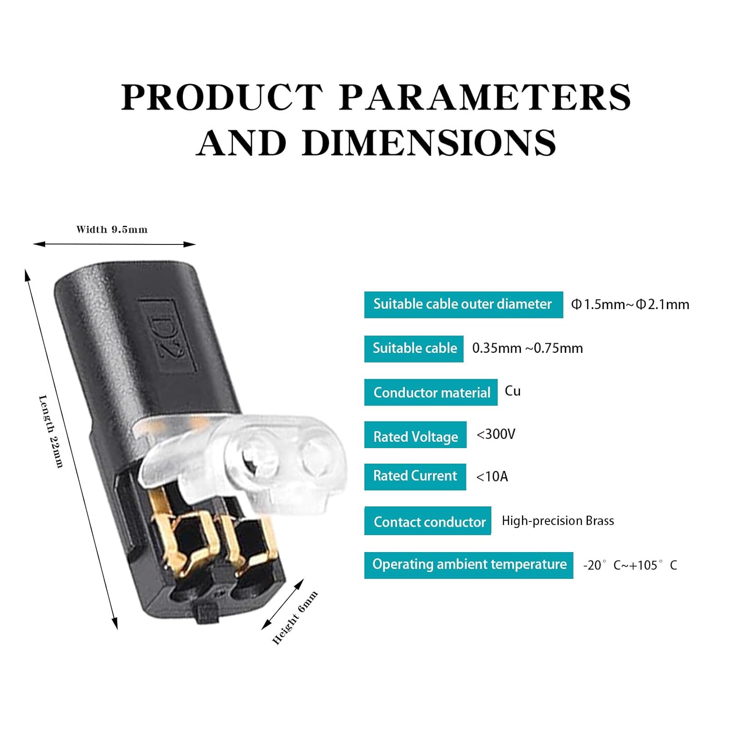 Thumbnail 1 de YESLUSY 40 connettori elettrici rapidi 12V 2 pin impermeabili per cavi AWG 18-22